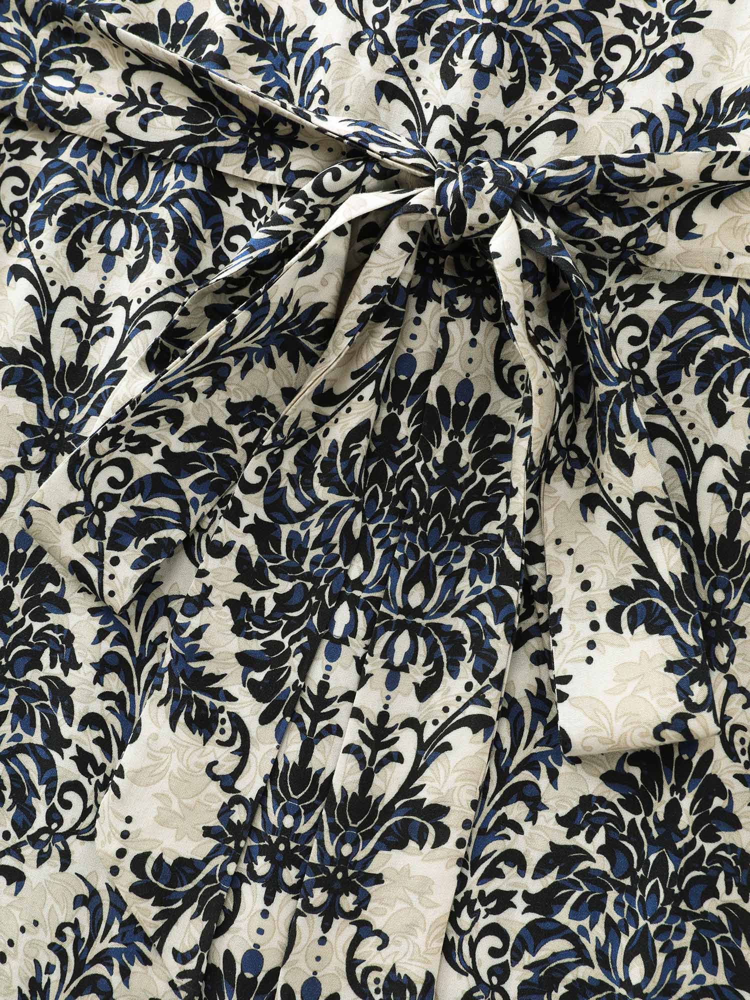 Supersoft Damask Print Waist-Tie Maxi Dress - Image 5