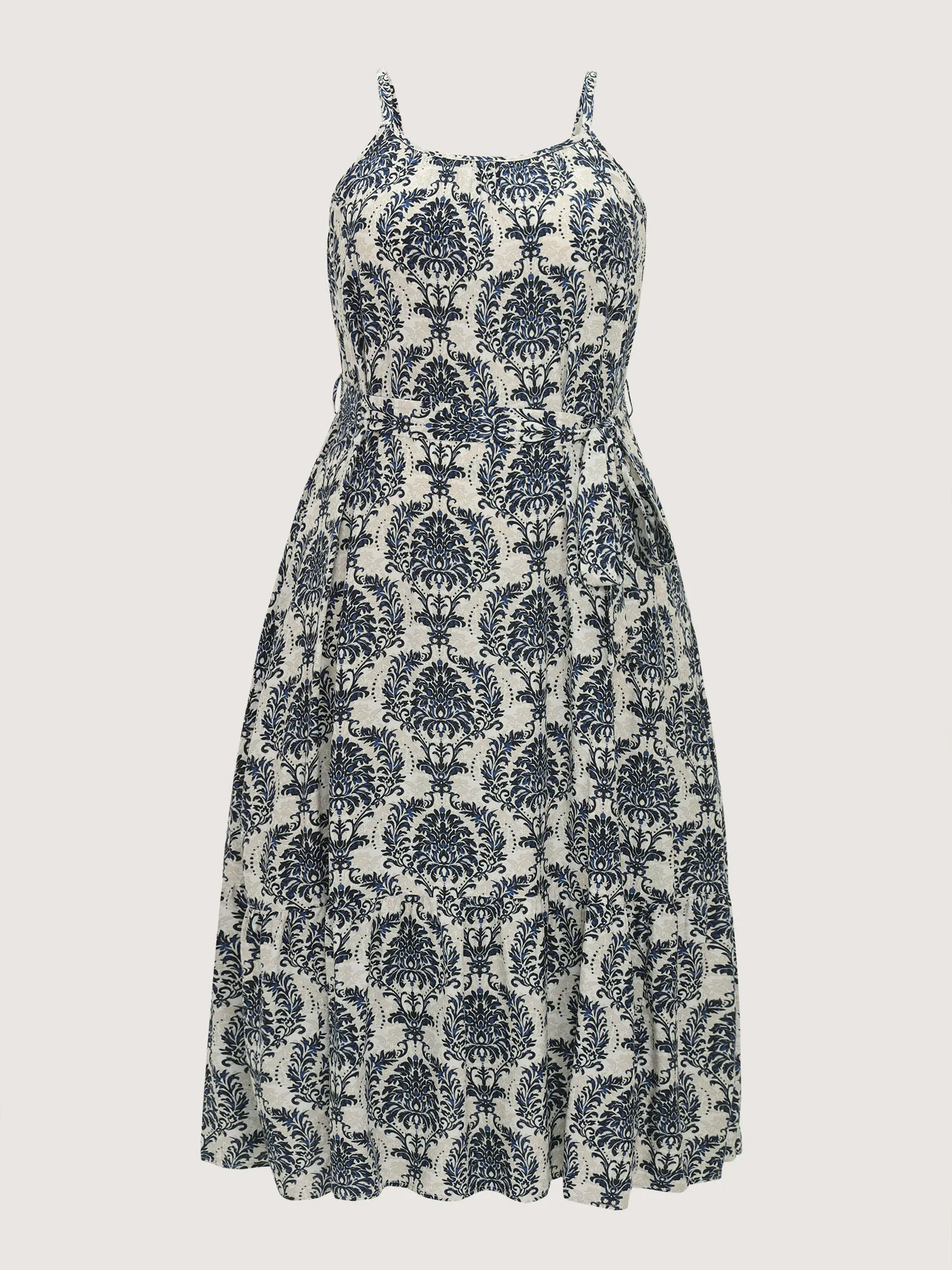 Supersoft Damask Print Waist-Tie Maxi Dress - Image 7
