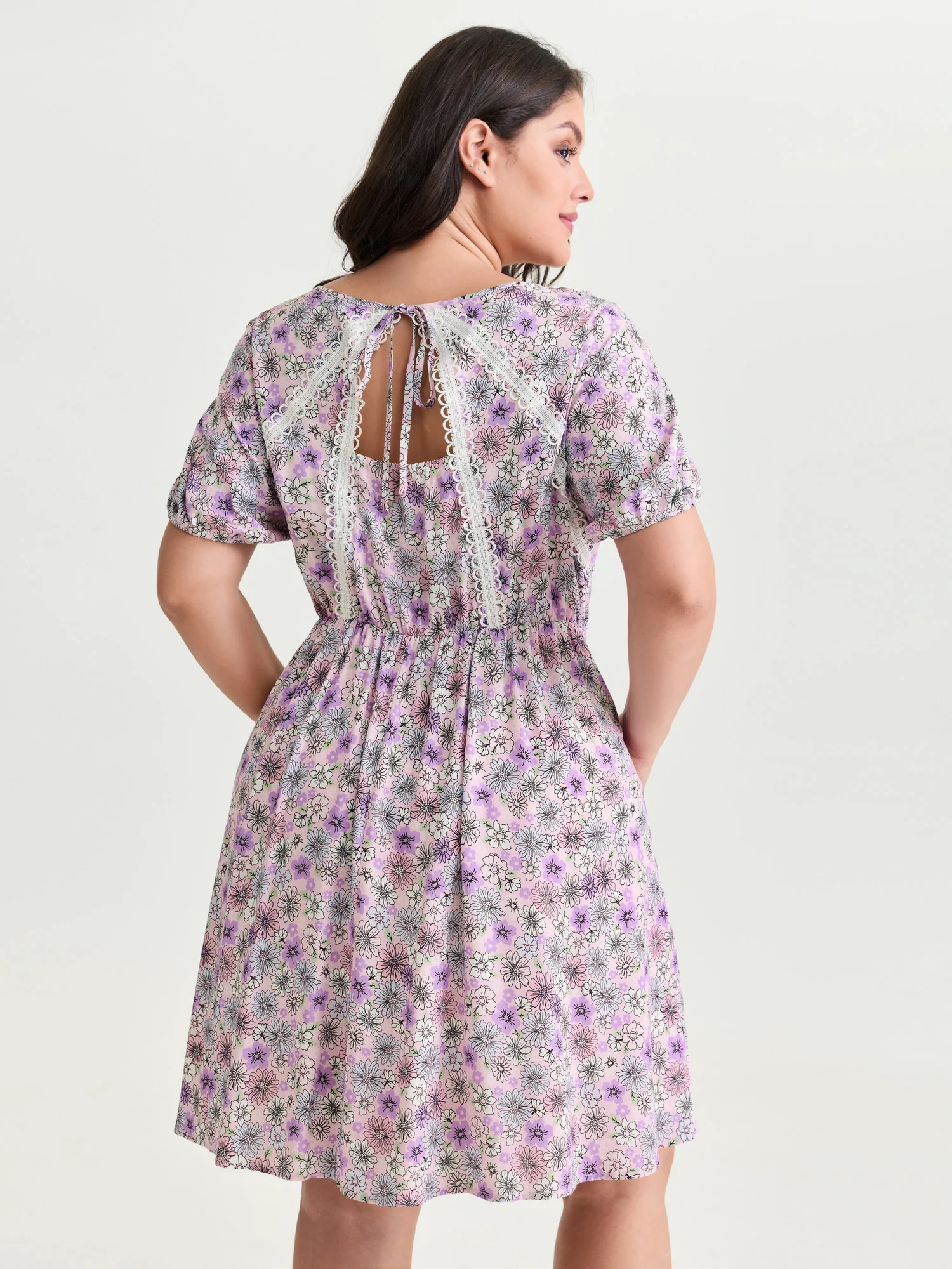 Supersoft Delicate Floral Lace Trim Mini Dress - Image 5