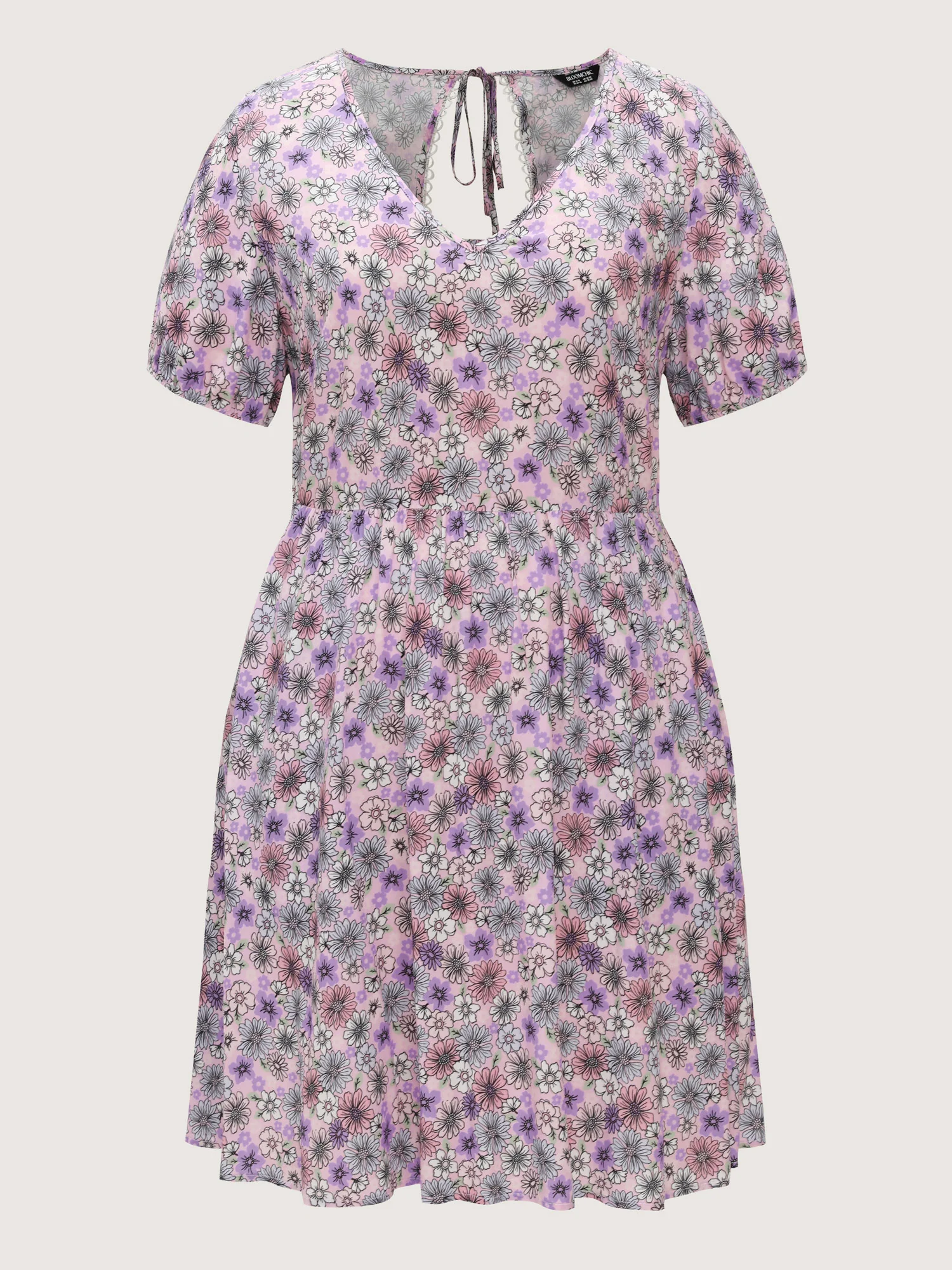 Supersoft Delicate Floral Lace Trim Mini Dress - Image 6
