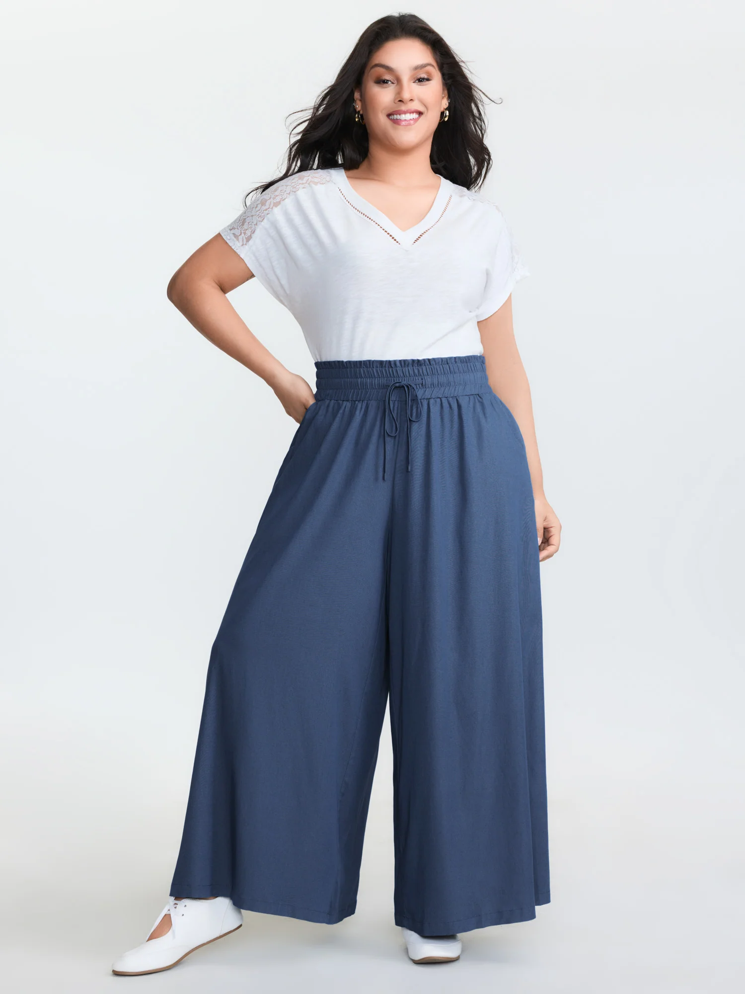 Supersoft Denim-Like Wide Leg Pants - Image 2