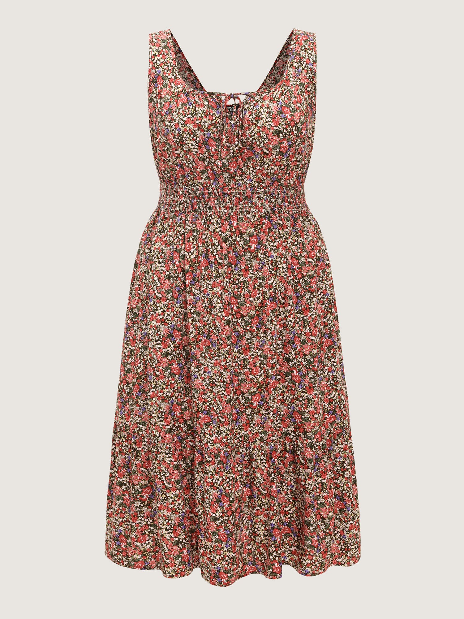 Supersoft Ditsy Floral Print Shirred Midi Dress - Image 7