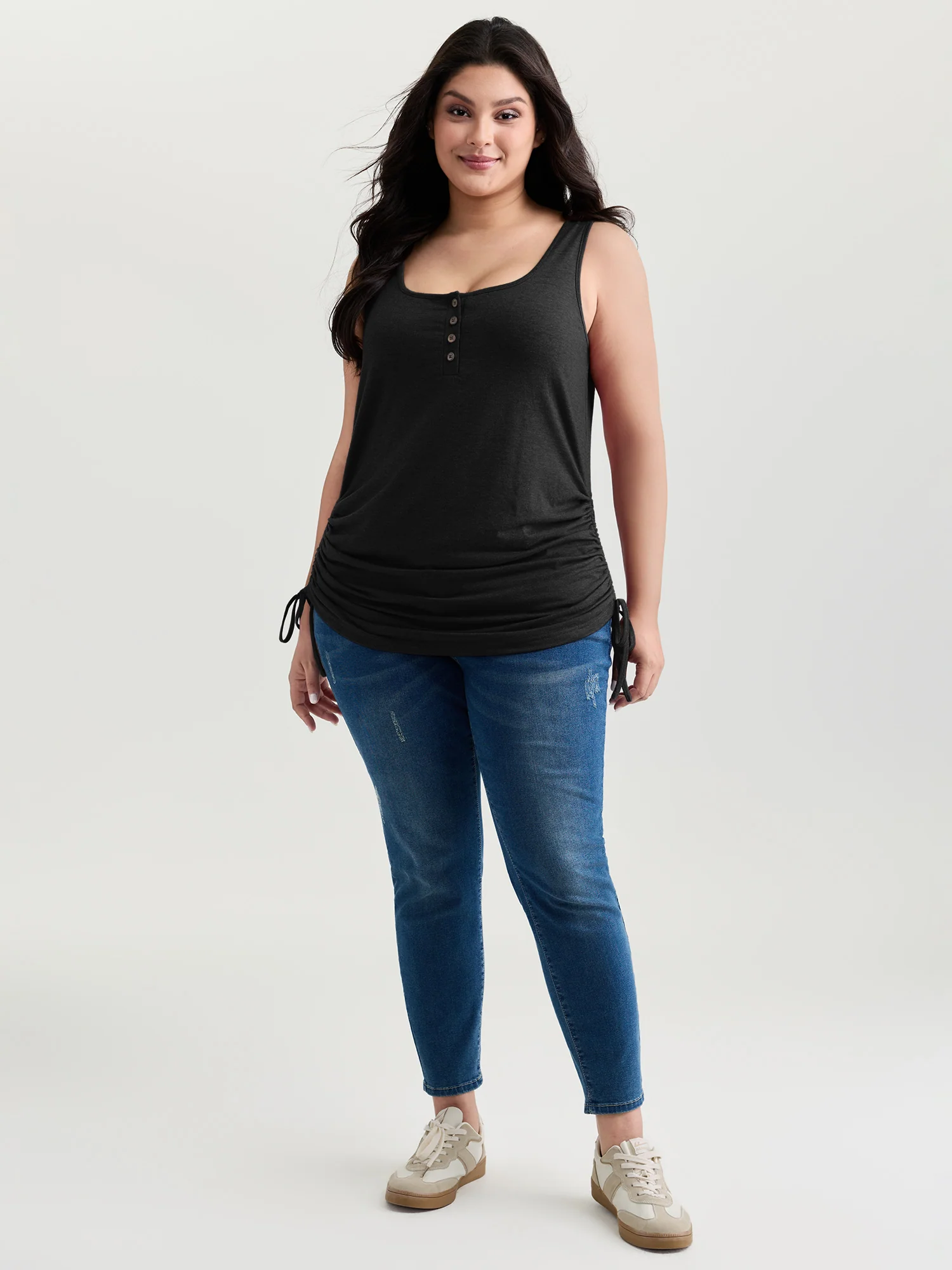 Supersoft Drawstring Ruched Scoop Neckline Tank Top - Image 10