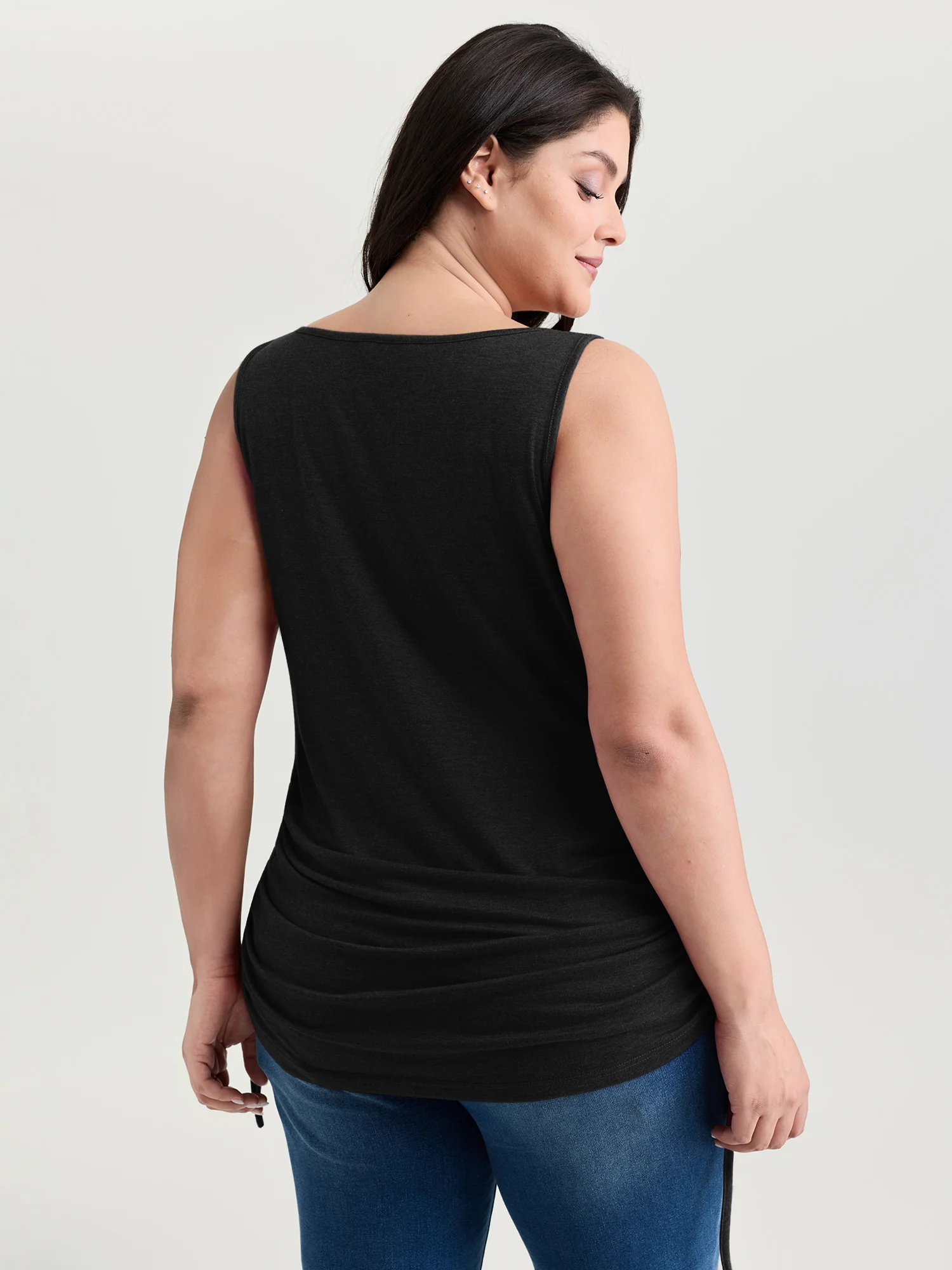 Supersoft Drawstring Ruched Scoop Neckline Tank Top - Image 11