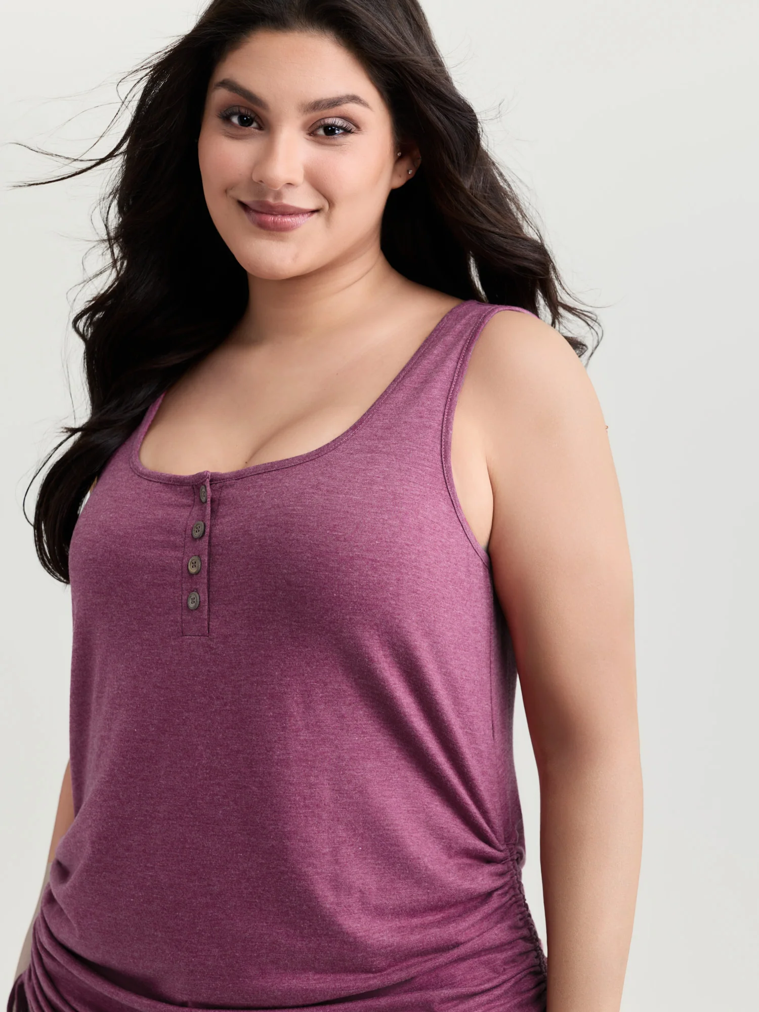 Supersoft Drawstring Ruched Scoop Neckline Tank Top - Image 2