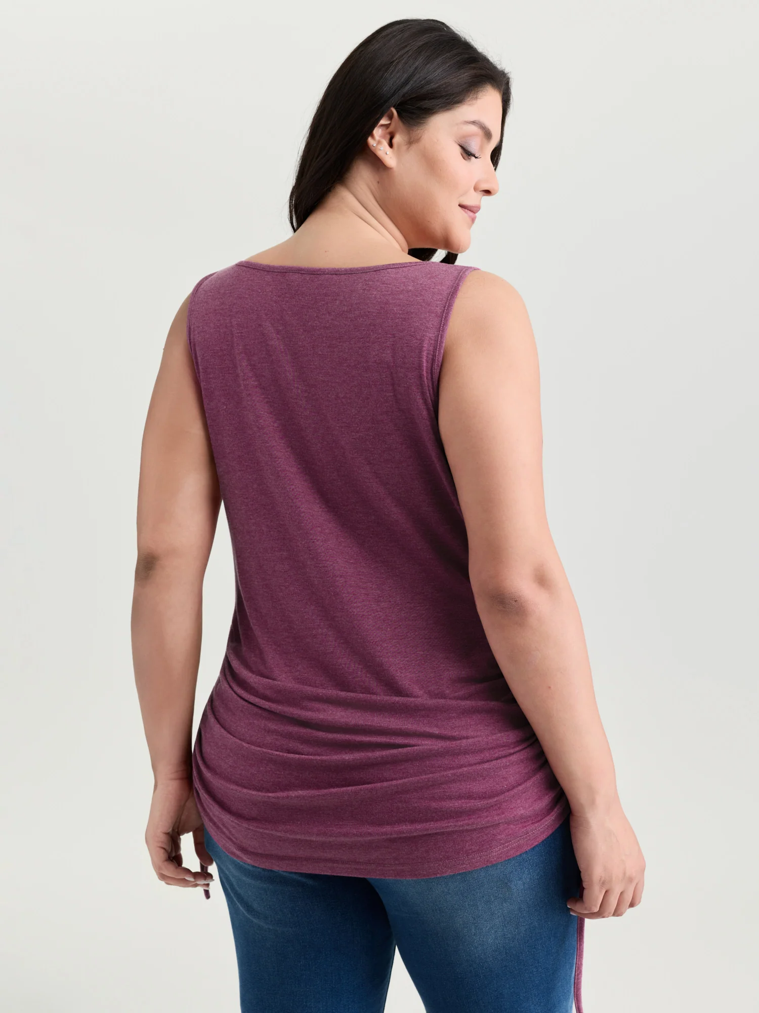 Supersoft Drawstring Ruched Scoop Neckline Tank Top - Image 4
