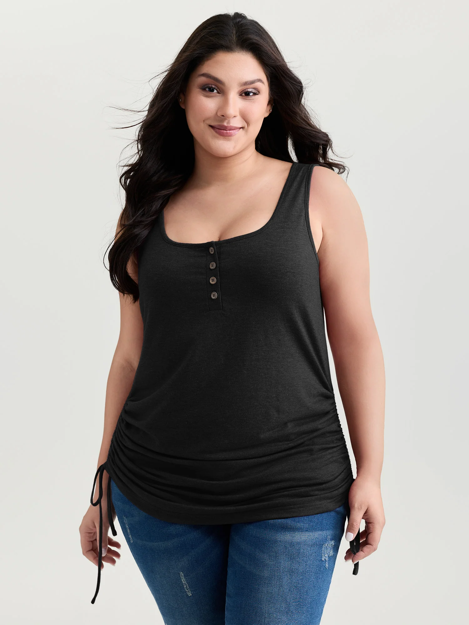 Supersoft Drawstring Ruched Scoop Neckline Tank Top - Image 8