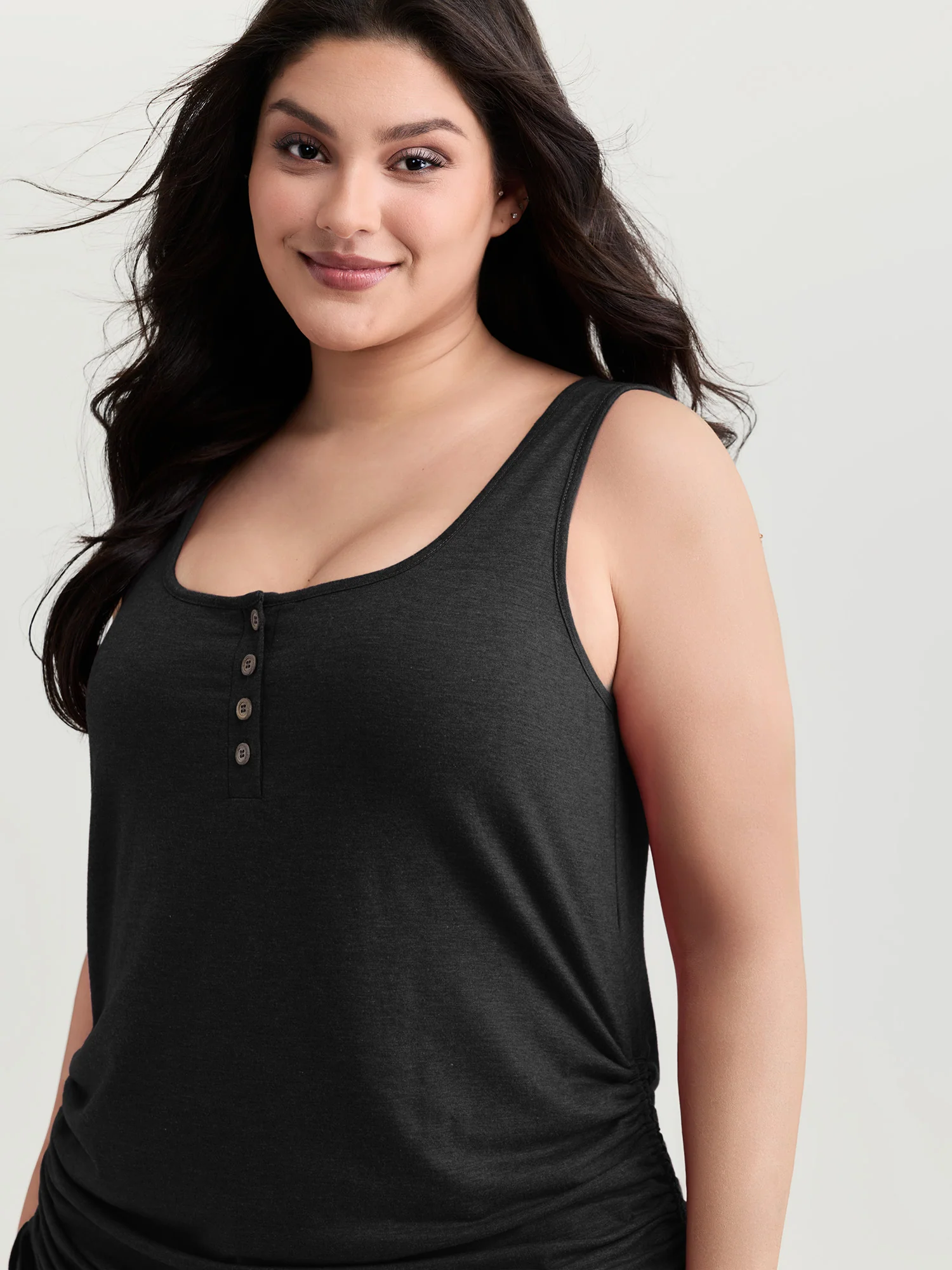 Supersoft Drawstring Ruched Scoop Neckline Tank Top - Image 9
