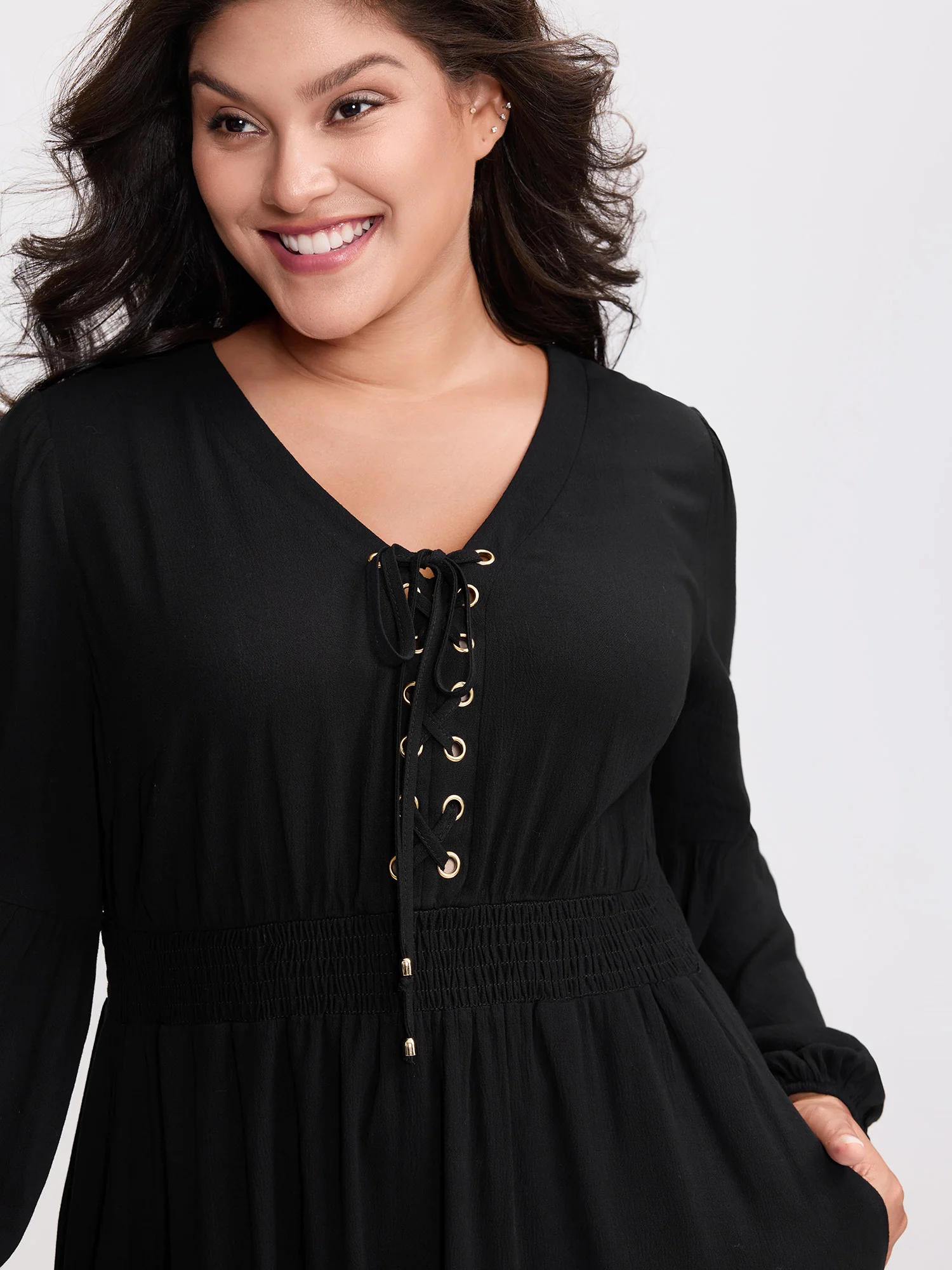 Supersoft Drawstring Shirred Waist Midi Dress - Image 2