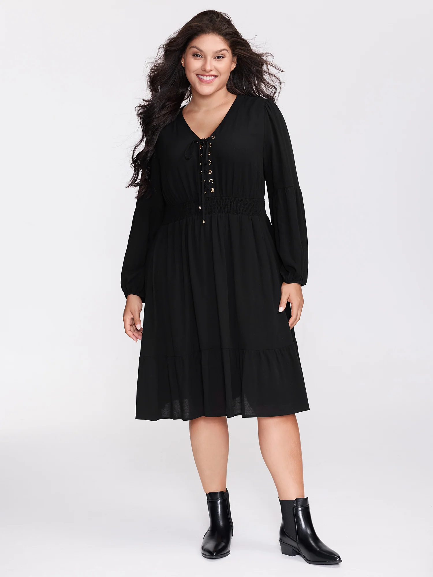 Supersoft Drawstring Shirred Waist Midi Dress - Image 3