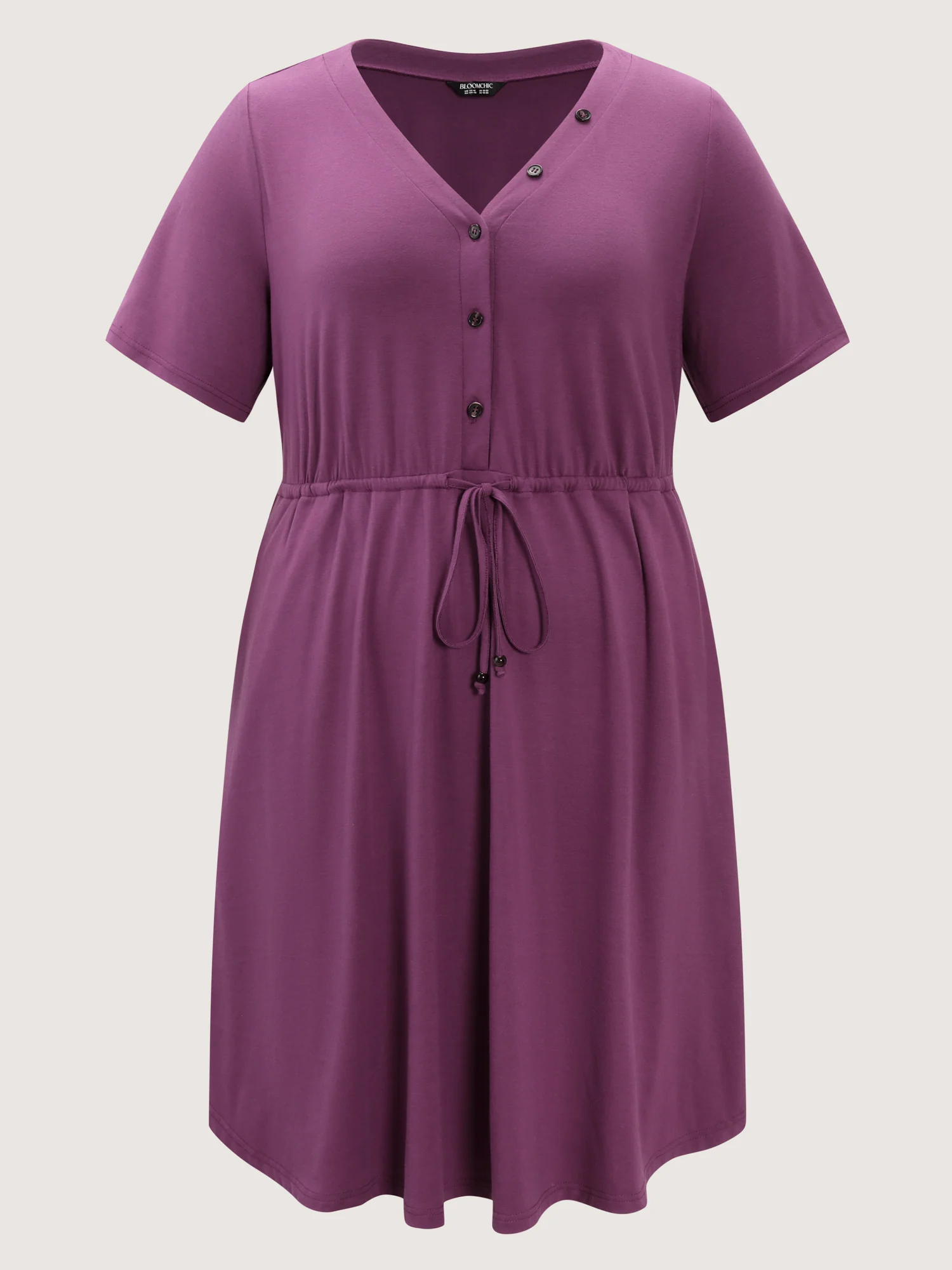 Supersoft Drawstring Waist Button Placket Mini Dress - Image 7