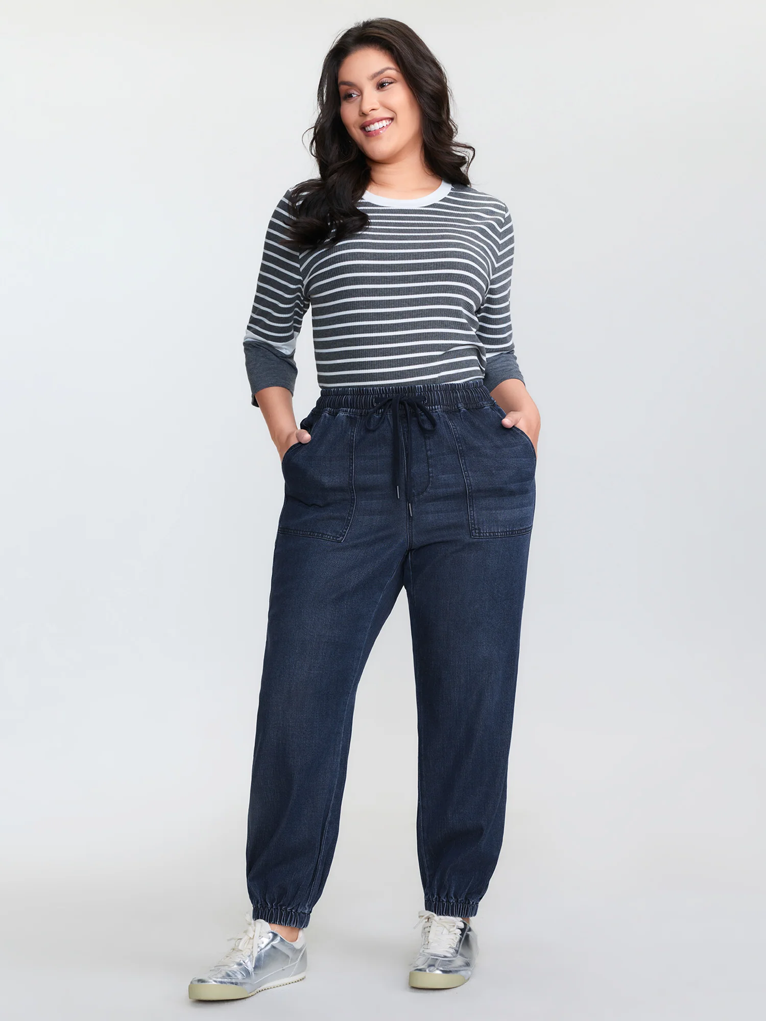 Supersoft Drawstring Waist Cuffed Jeans - Image 2