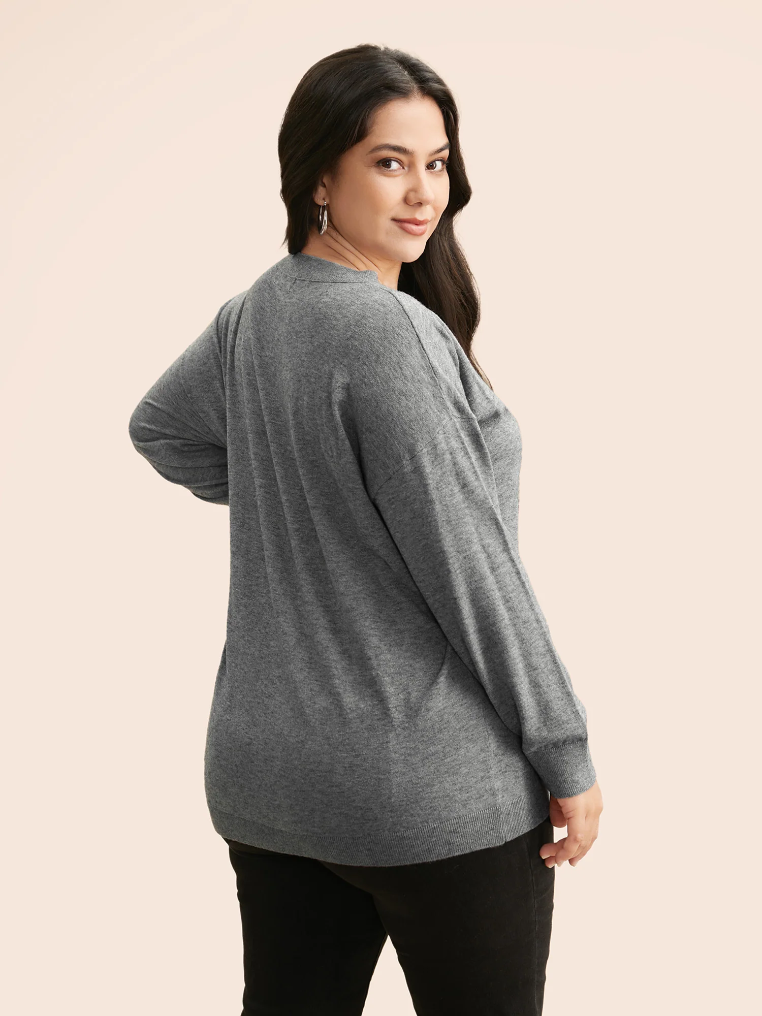 Supersoft Drop Shoulder V-Neck Top - Image 2