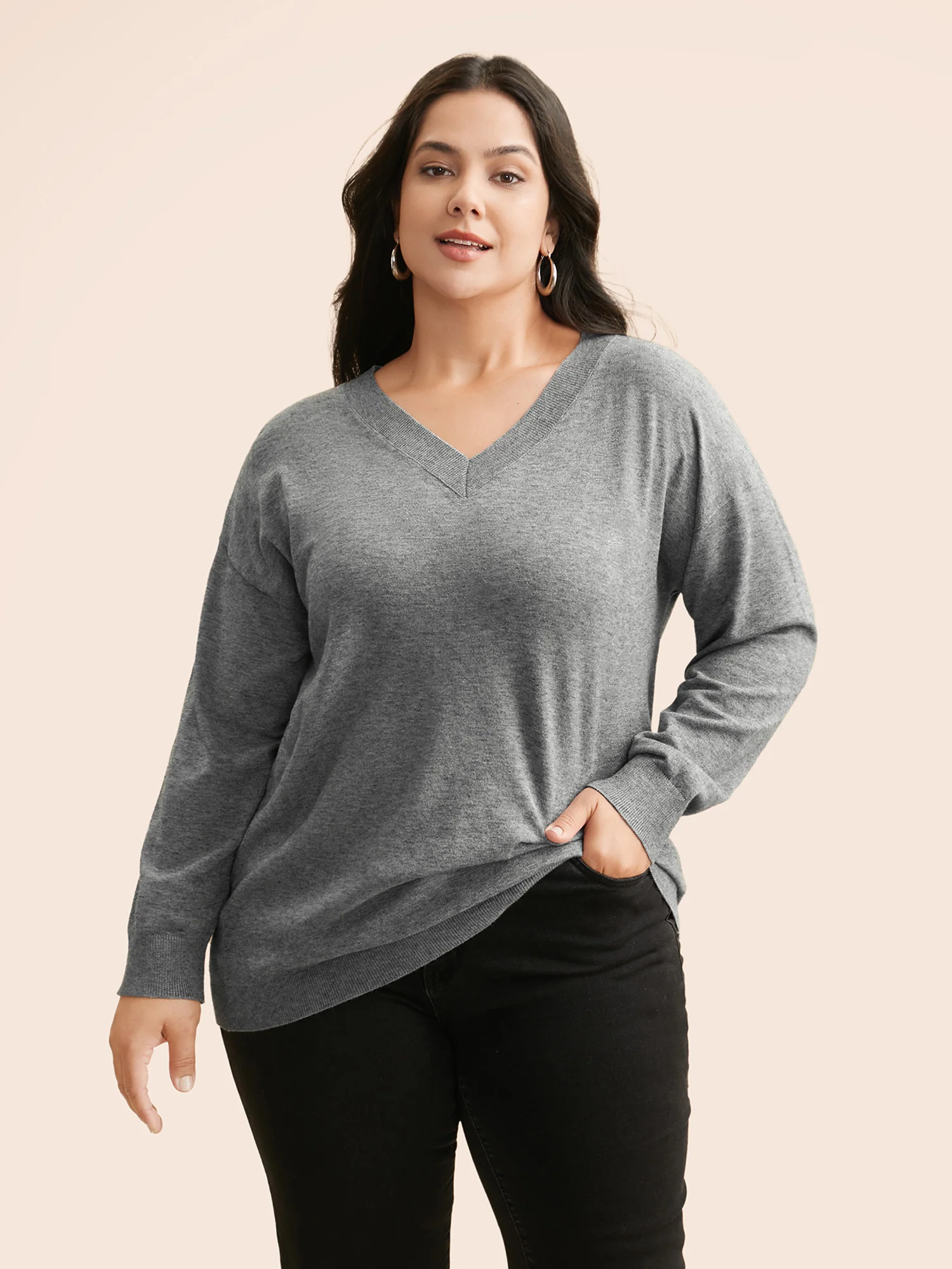 Supersoft Drop Shoulder V-Neck Top - Image 4