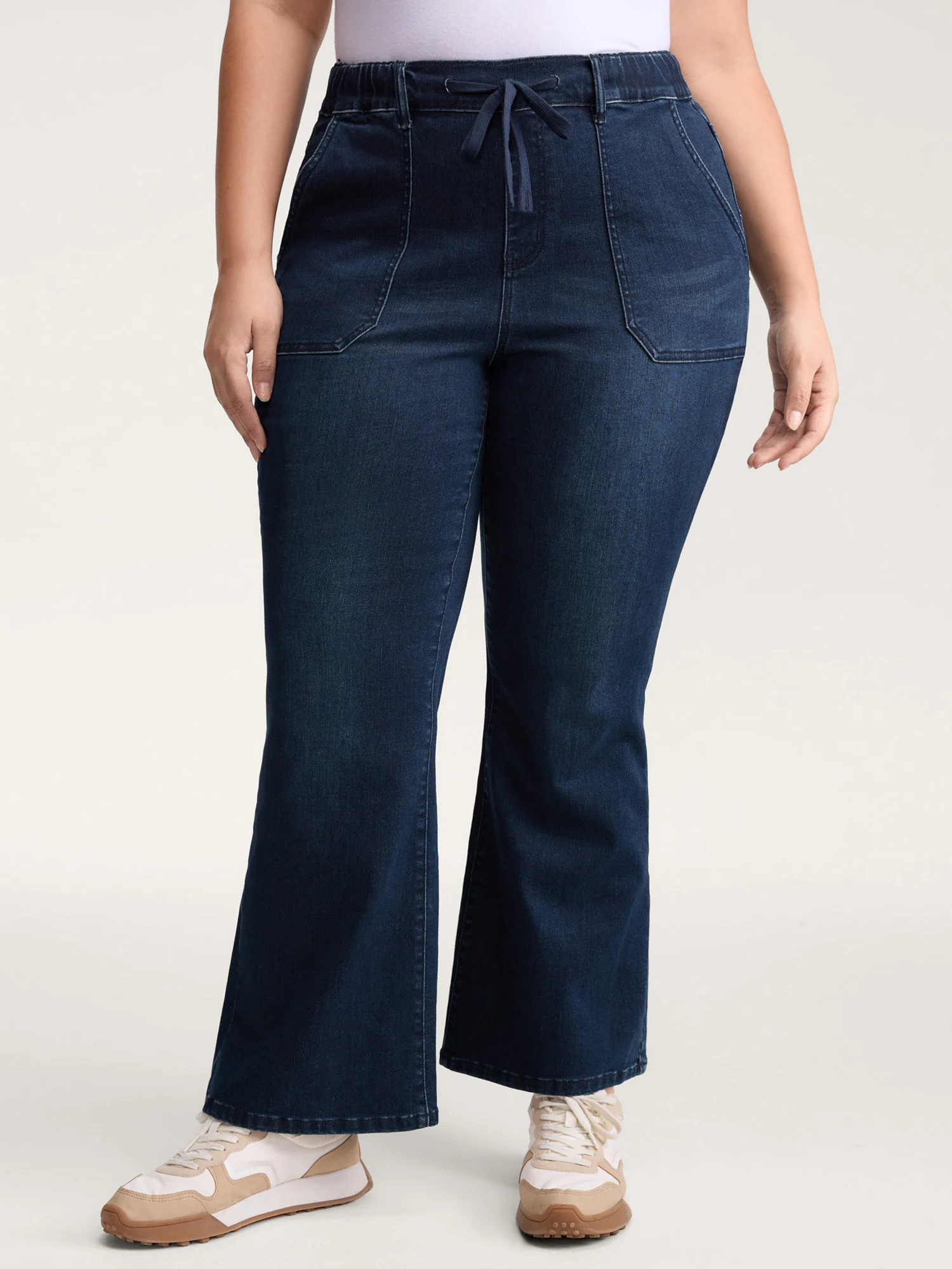 Supersoft Elastic Waist Drawstring Bootcut Jeans - Image 2