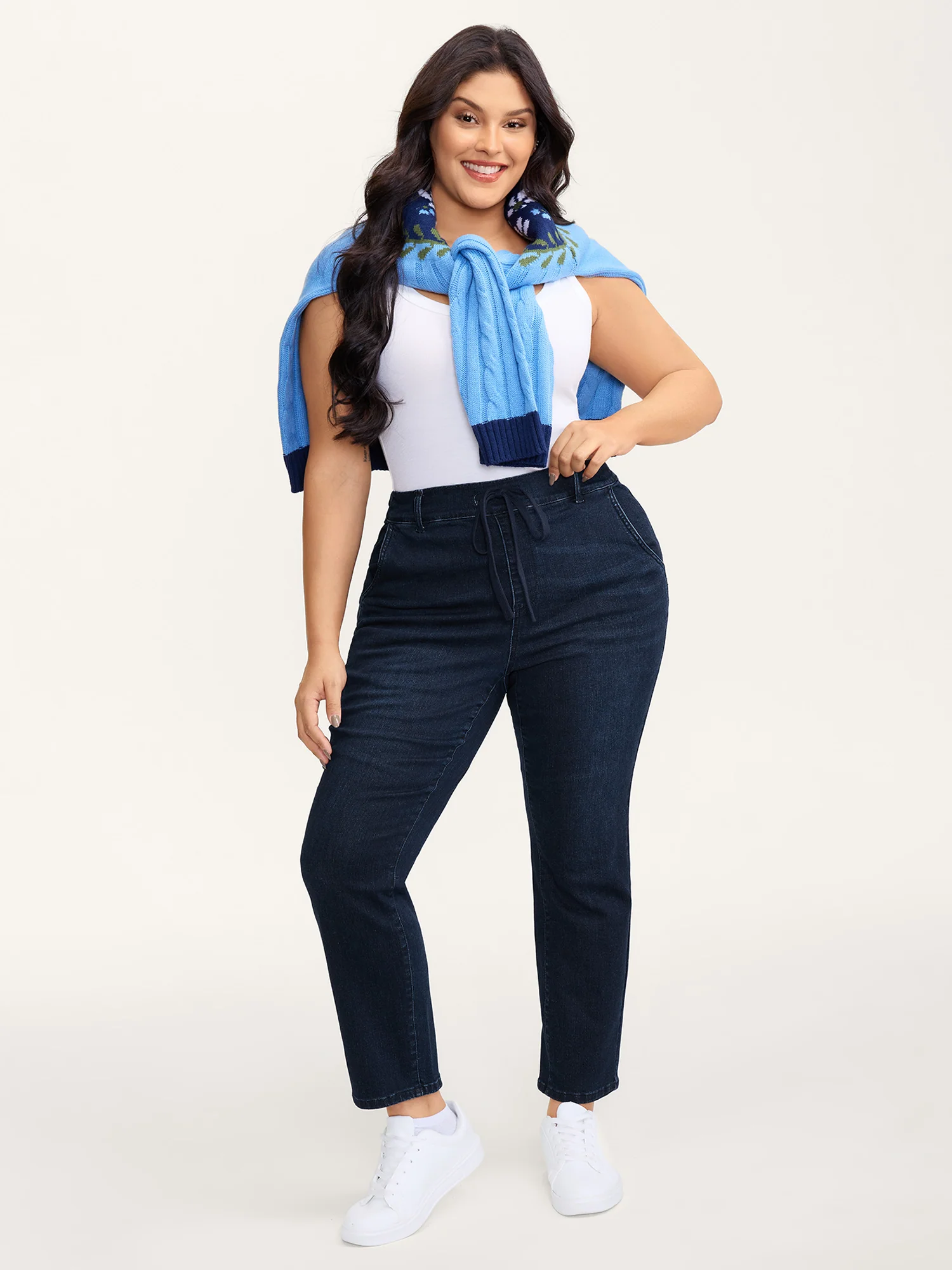 Pull-On High-Rise Straight-Leg Cropped Jeans - Image 2