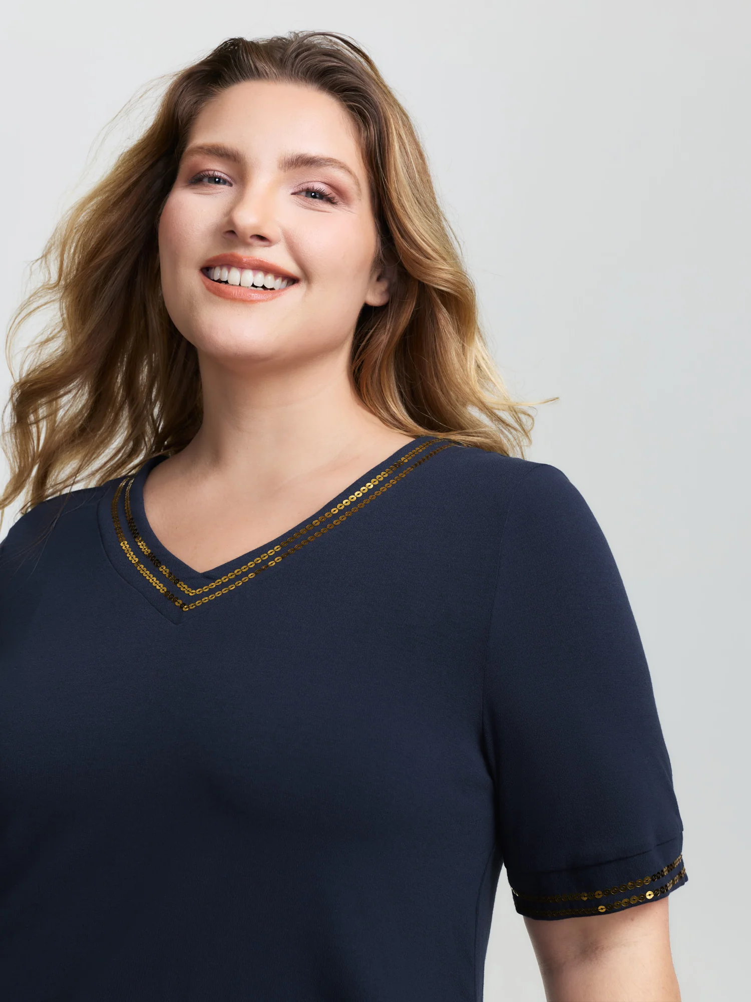 Supersoft Embroidered Bead Sequins T-Shirt