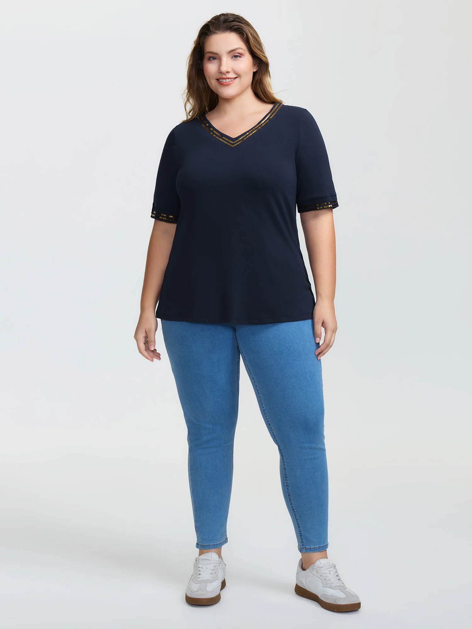 Supersoft Embroidered Bead Sequins T-Shirt - Image 3