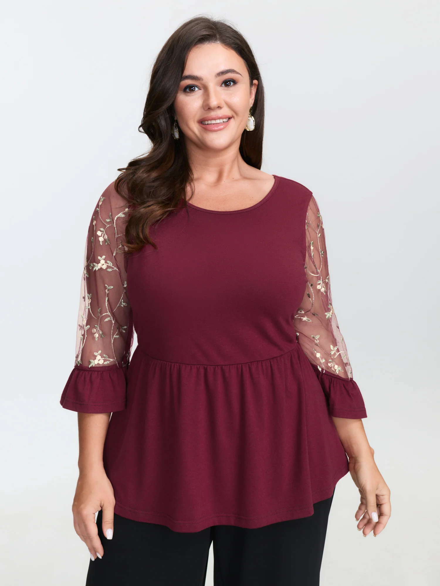Supersoft Embroidered Cross-Strap Back Blouse