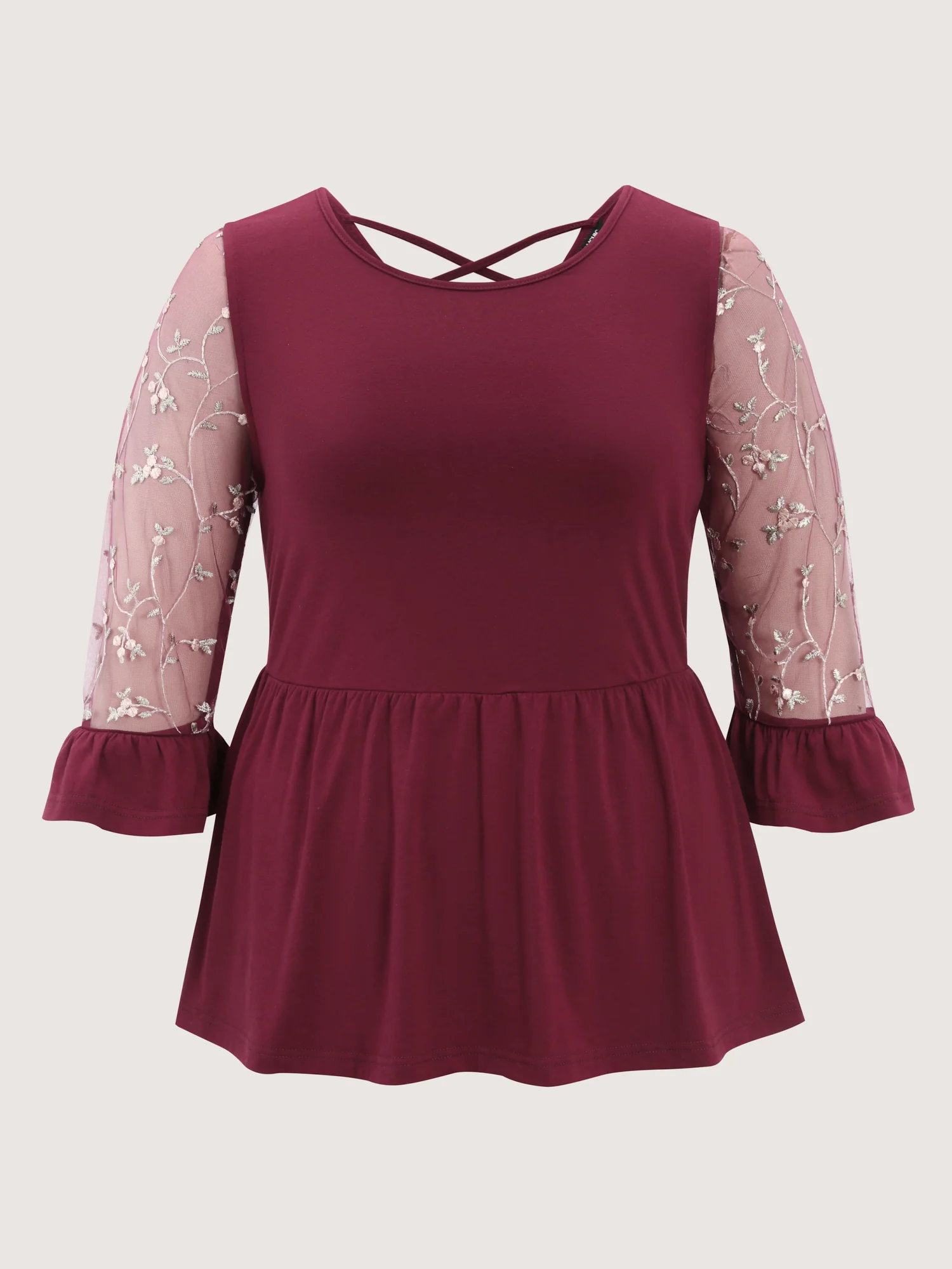 Supersoft Embroidered Cross-Strap Back Blouse - Image 7