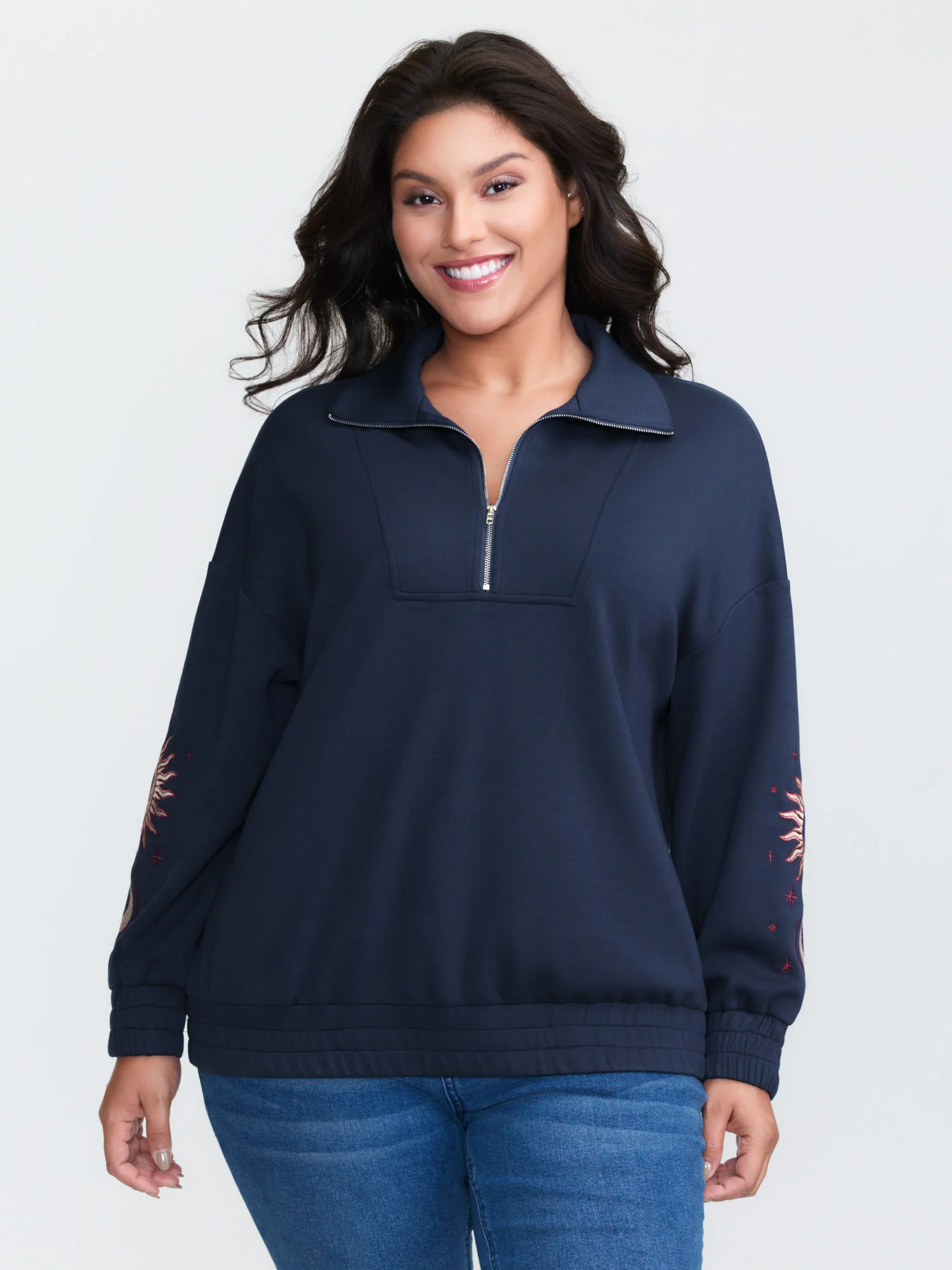 Supersoft Embroidered Half-Zip Sweatshirt - Image 2