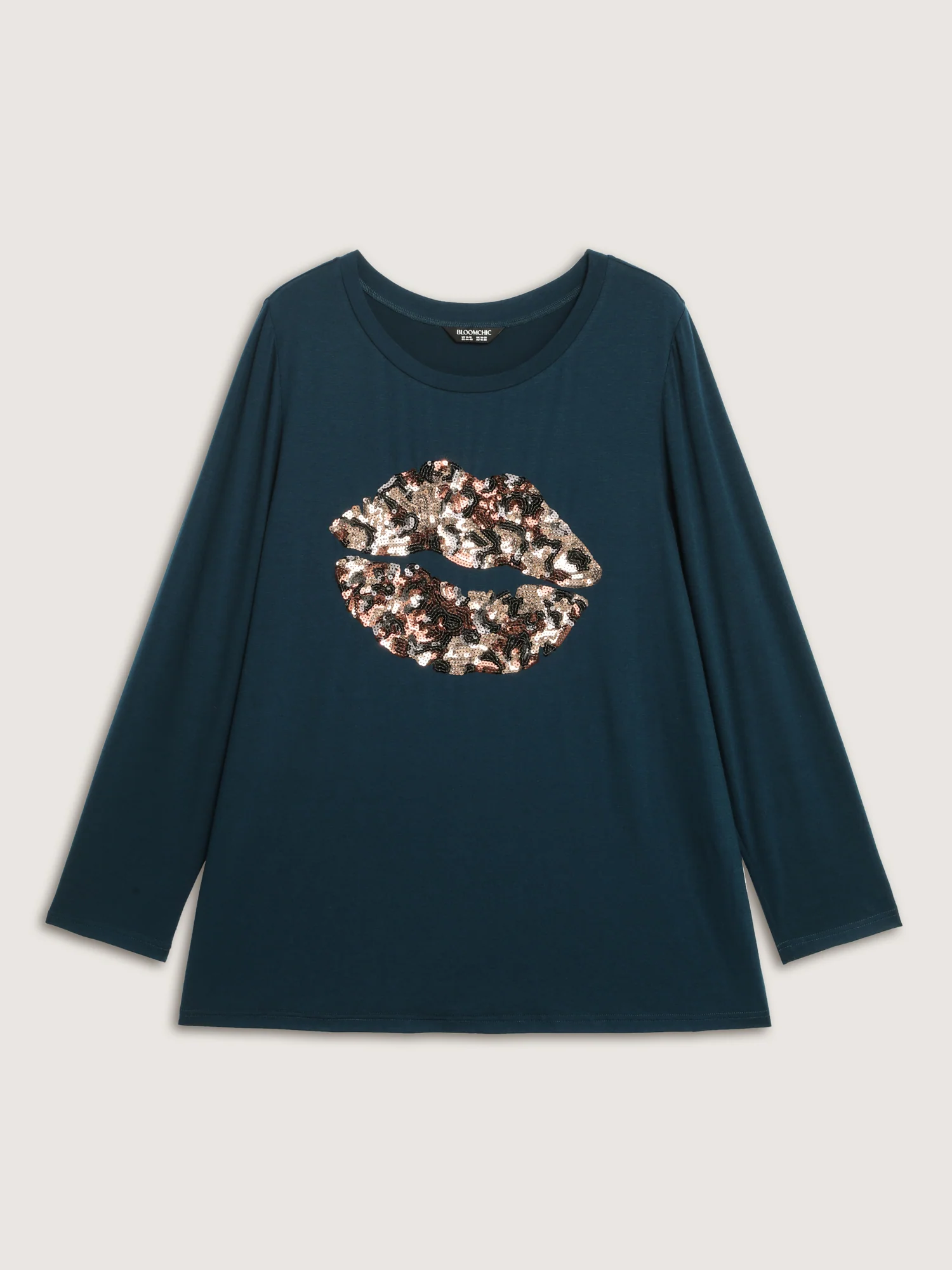 Supersoft Embroidered Leopard Lips Sequin T-Shirt - Image 6
