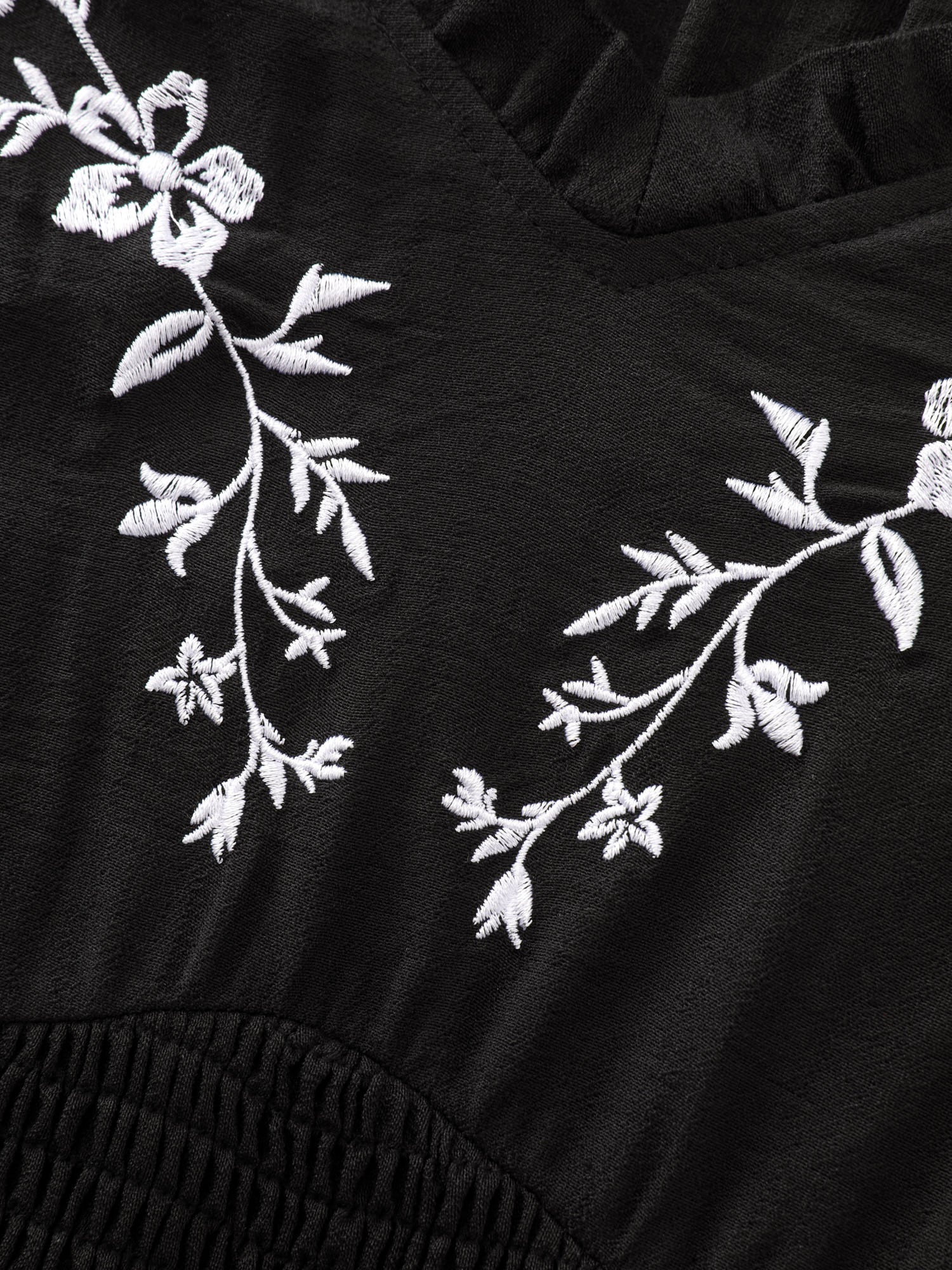 Supersoft Embroidered Neckline Shirred Tiered Maxi Dress - Image 5