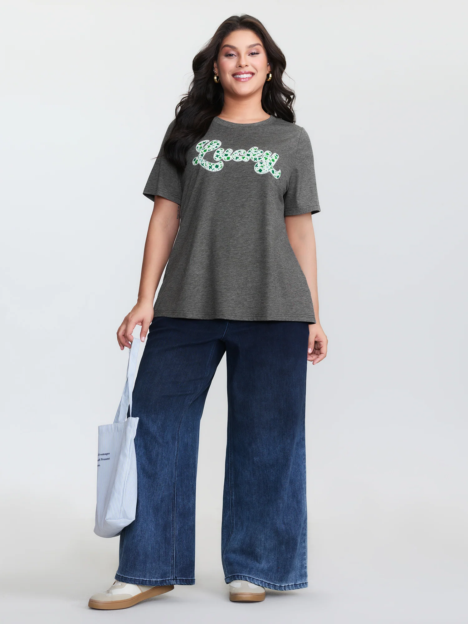 Supersoft Embroidered Patchwork Round Neck T-Shirt - Image 3