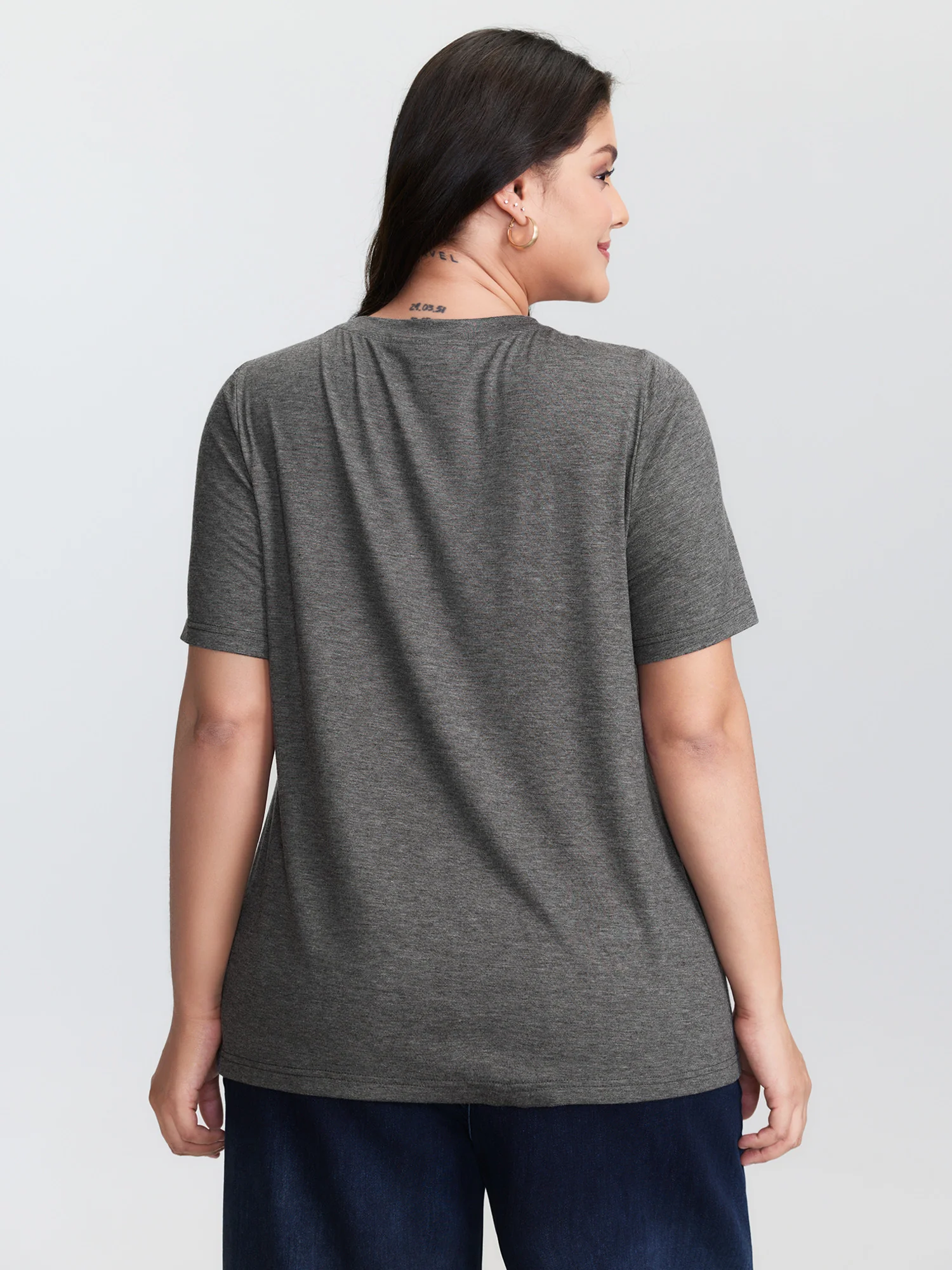 Supersoft Embroidered Patchwork Round Neck T-Shirt - Image 4