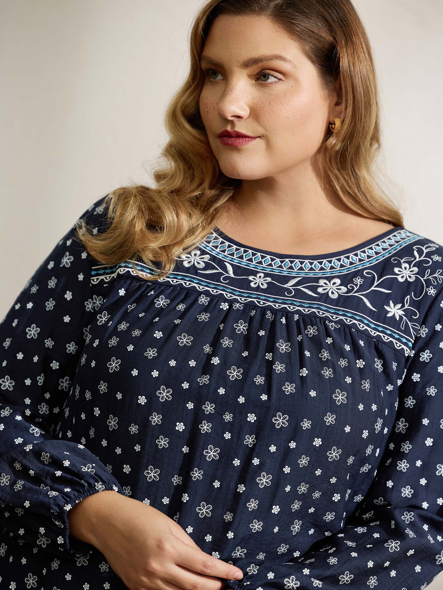 Supersoft Embroidered Ruffled Hem Blouse - Image 2