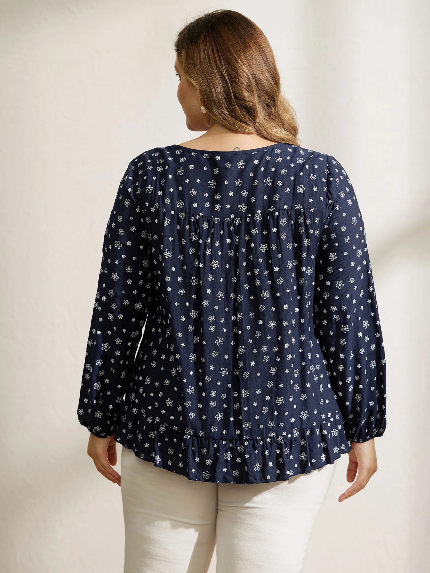 Supersoft Embroidered Ruffled Hem Blouse - Image 4