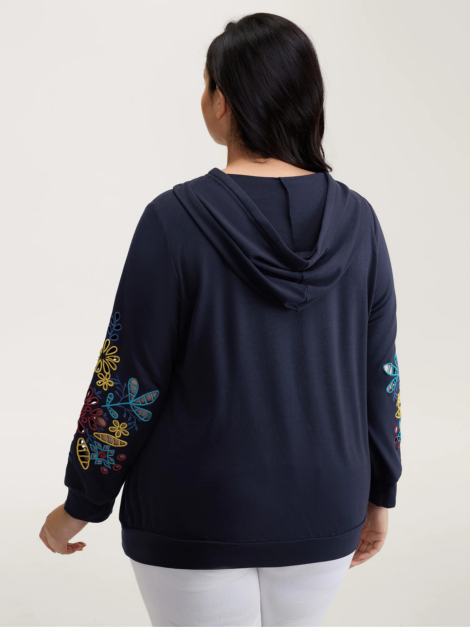 Supersoft Embroidered Sleeve Solid Hoodie - Image 4
