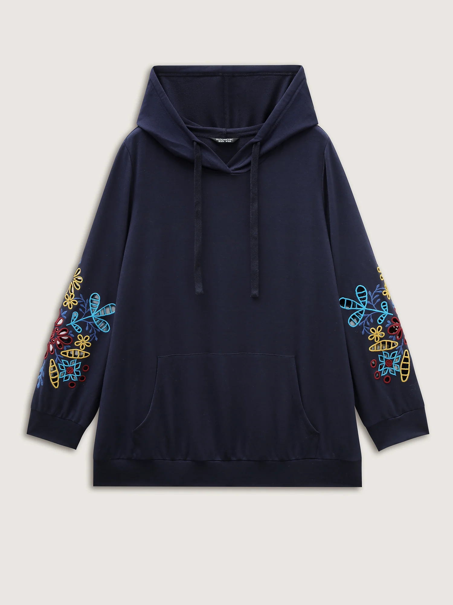 Supersoft Embroidered Sleeve Solid Hoodie - Image 7