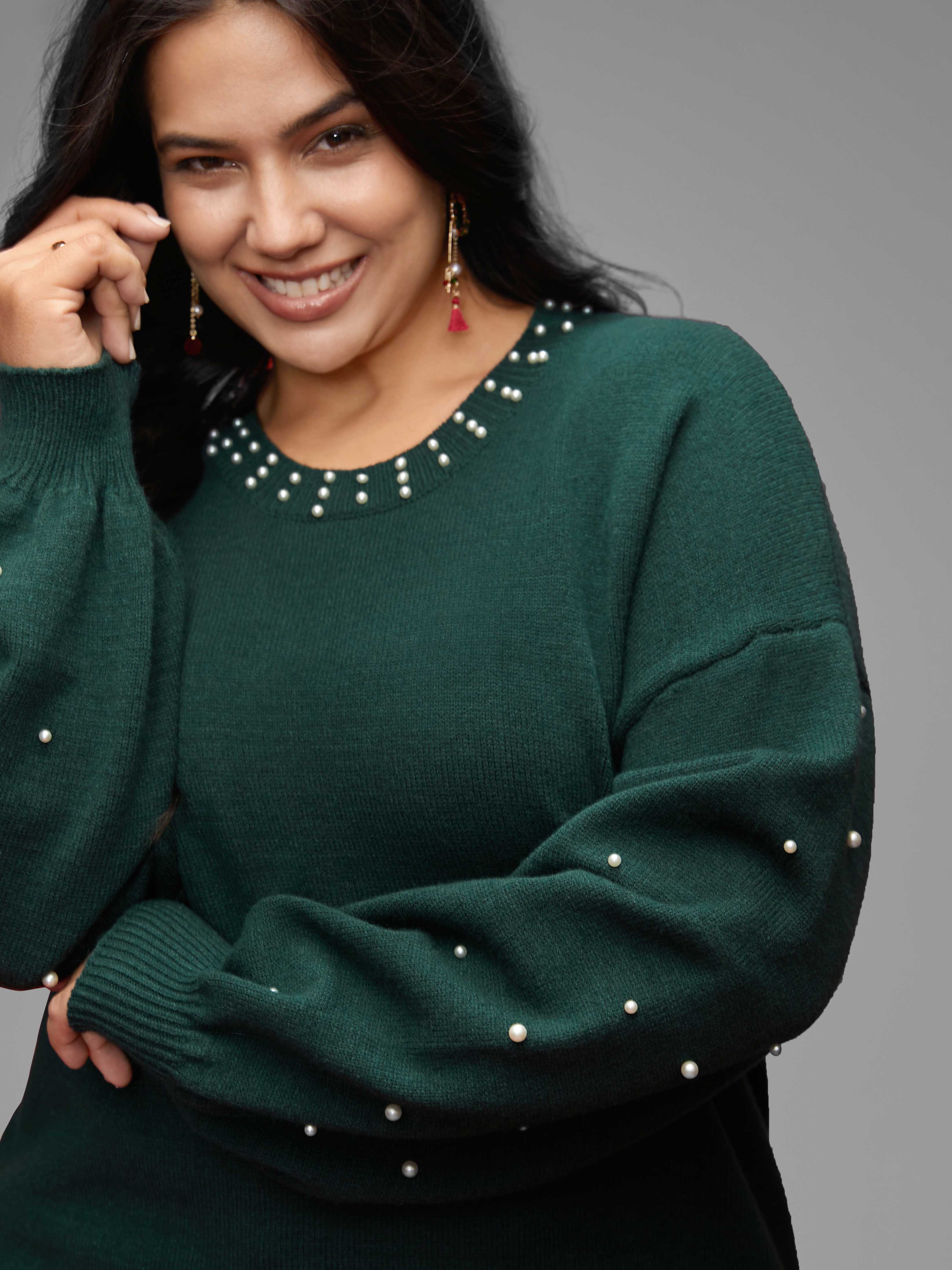 Supersoft Essentials Beaded Neckline Drop-Shoulder Pullover - Image 3