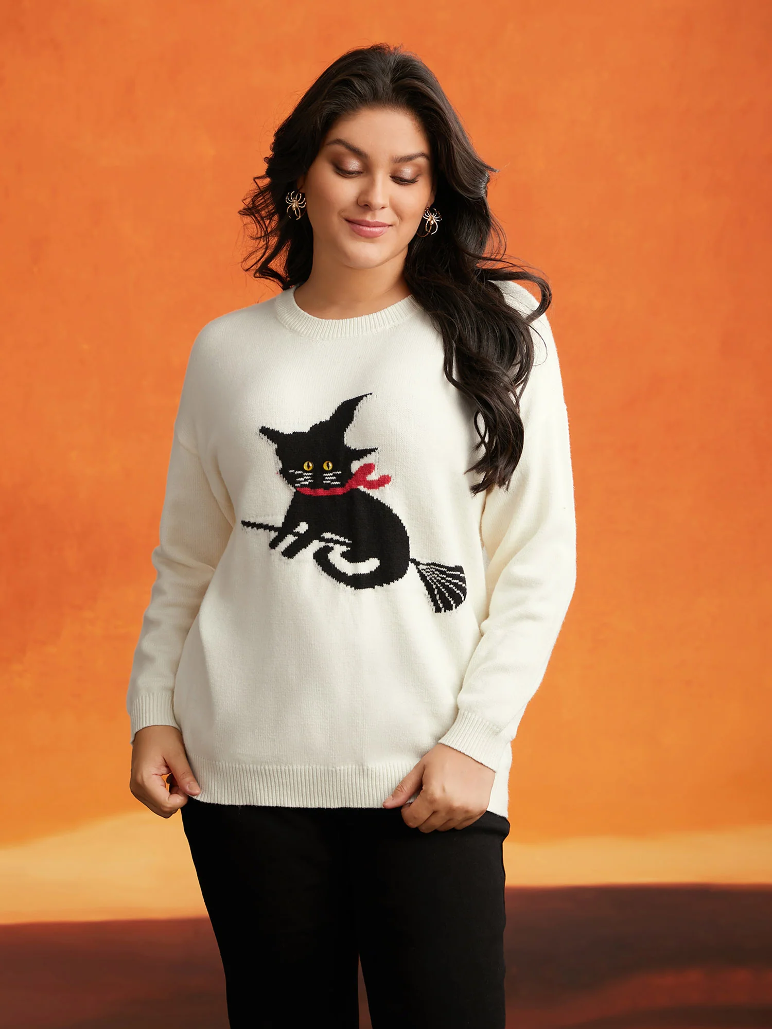 Supersoft Essentials Bewitched Cat Crew Neck Pullover - Image 4