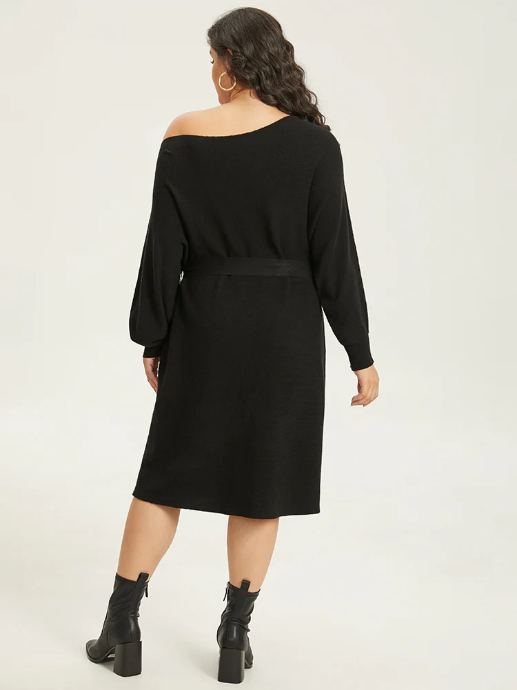 Supersoft Essentials Boat Neck Belted Sweater Dress - Image 2