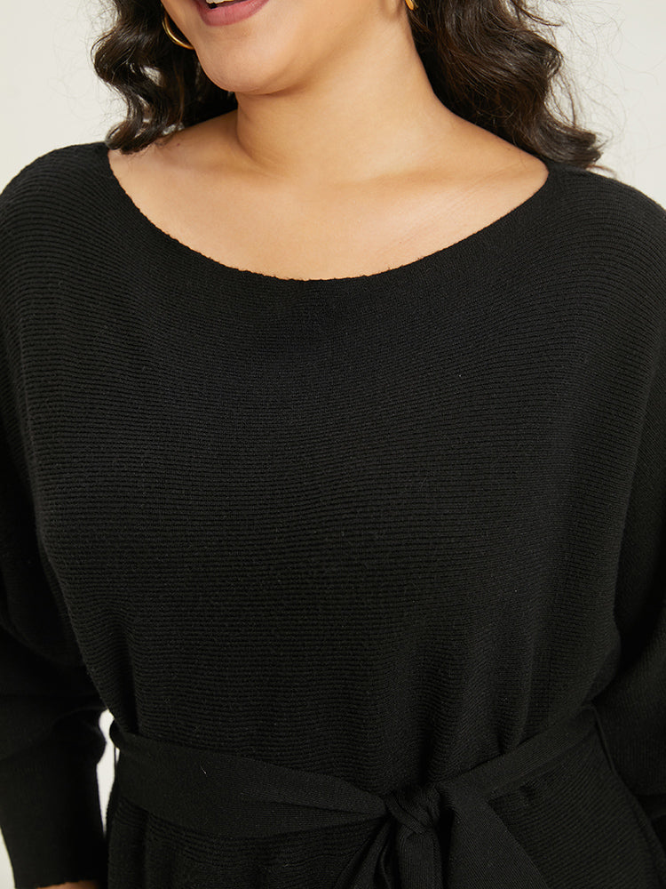 Supersoft Essentials Boat Neck Belted Sweater Dress - Image 7