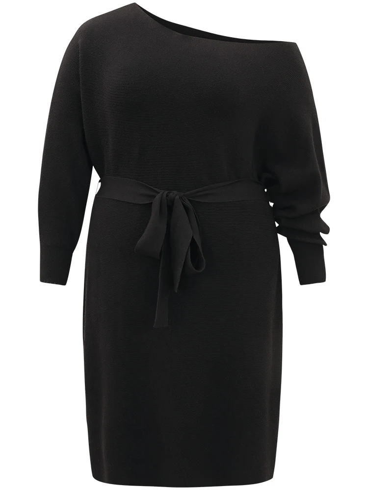 Supersoft Essentials Boat Neck Belted Sweater Dress - Image 8