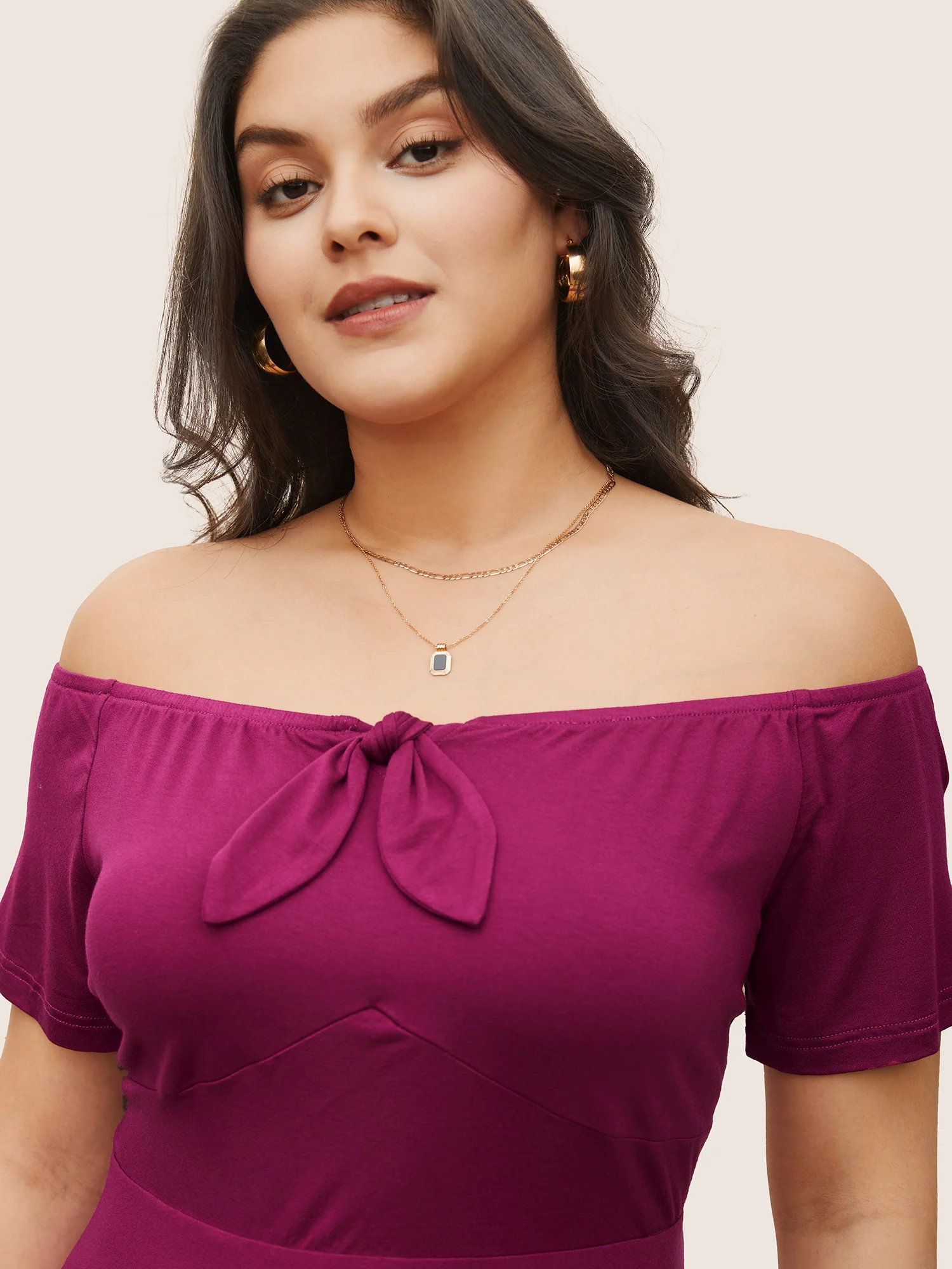 Supersoft Essentials Bowknot Off Shoulder Knit Top - Image 4