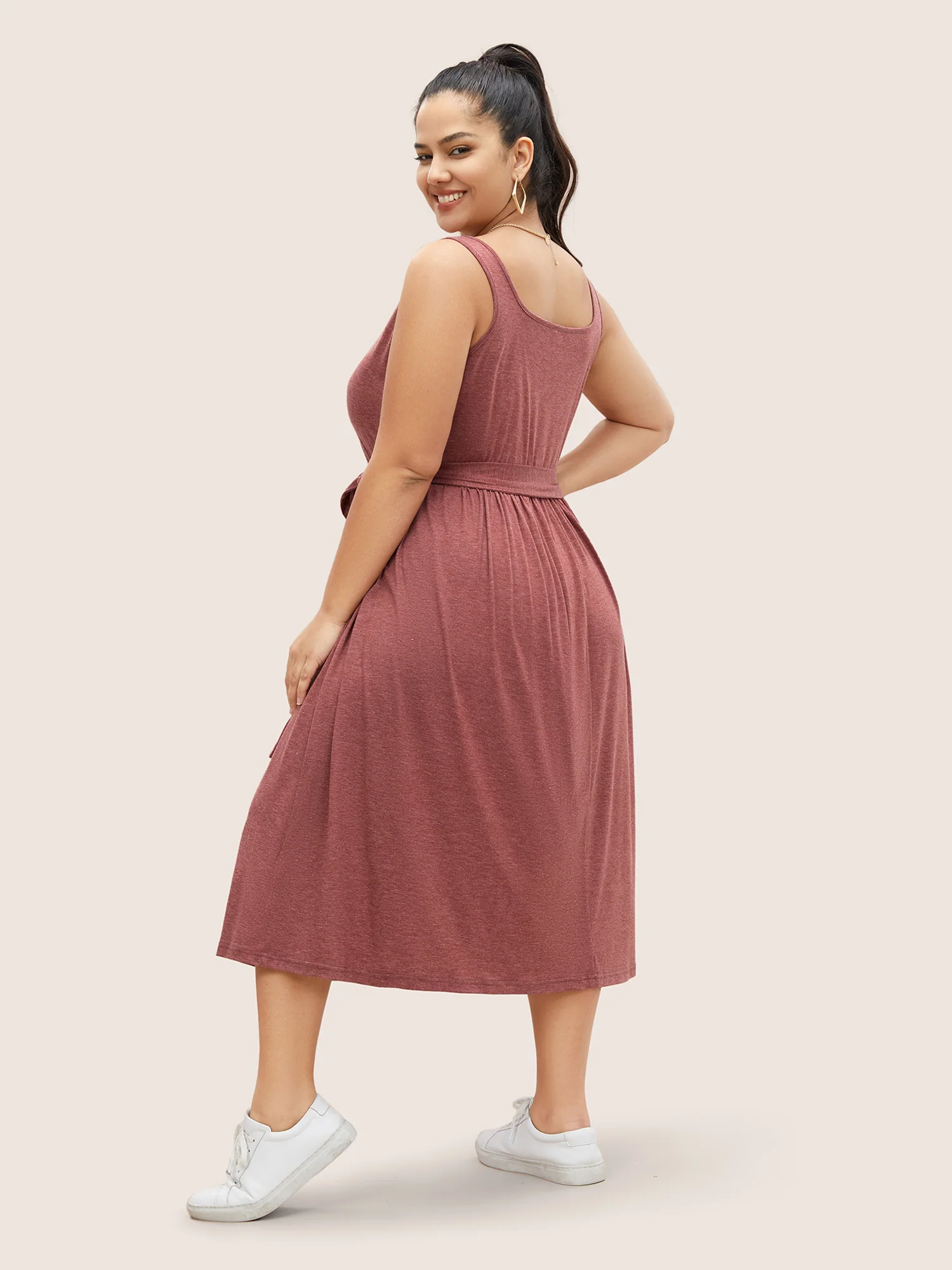 Supersoft Essentials Button Detail Belted Gathered Dress - Image 4
