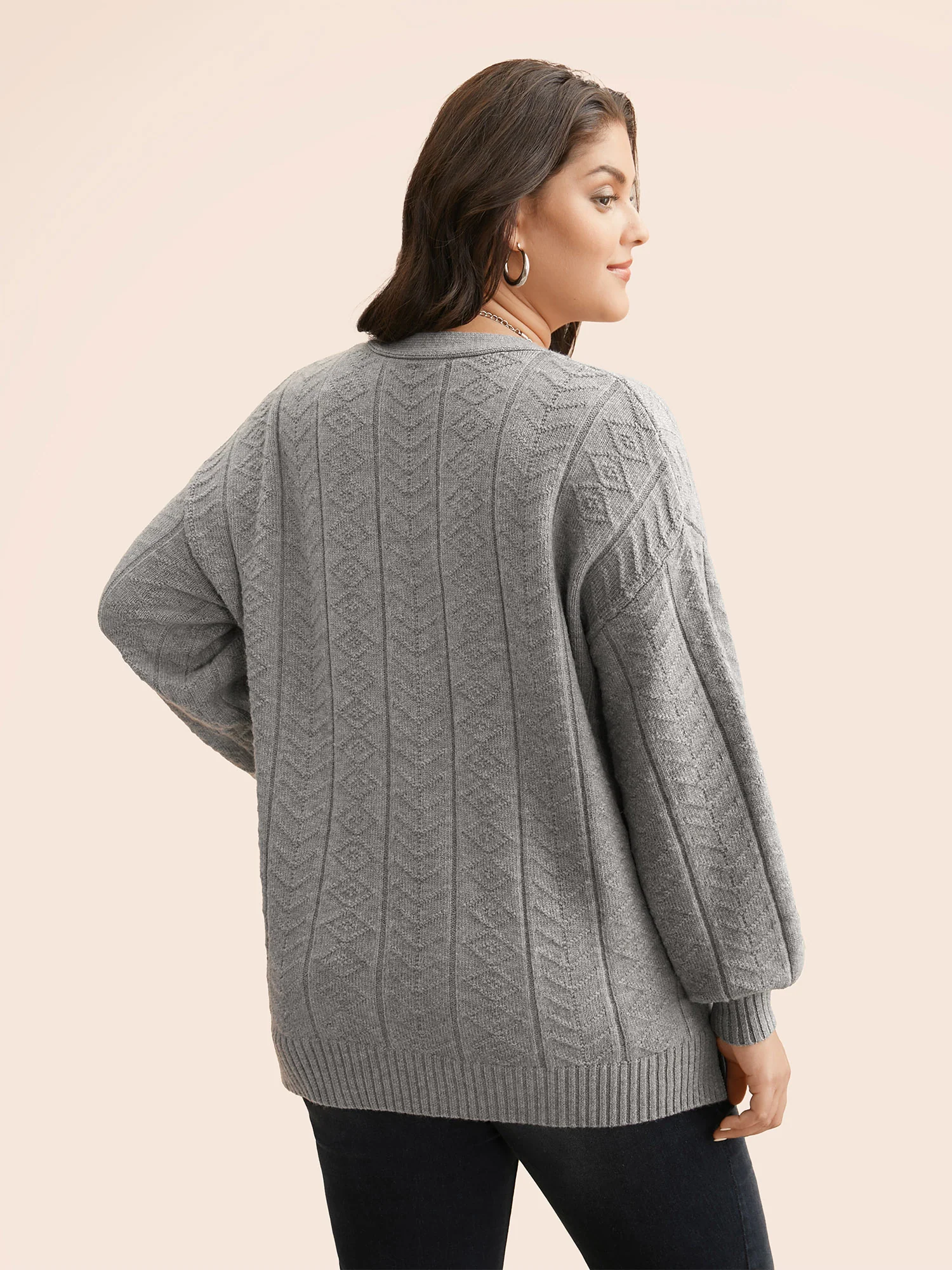 Supersoft Essentials Cable Knit Button Up Pullover - Image 2