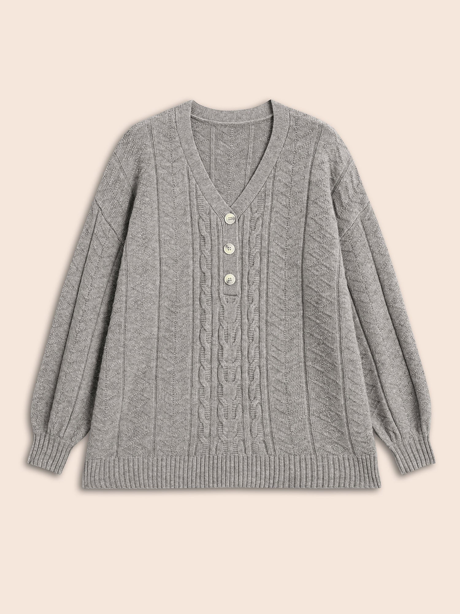 Supersoft Essentials Cable Knit Button Up Pullover - Image 8