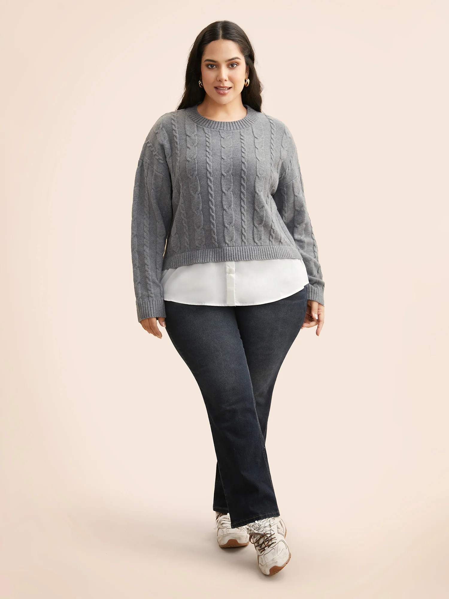 Supersoft Essentials Cable Knit Patchwork Pullover - Image 3
