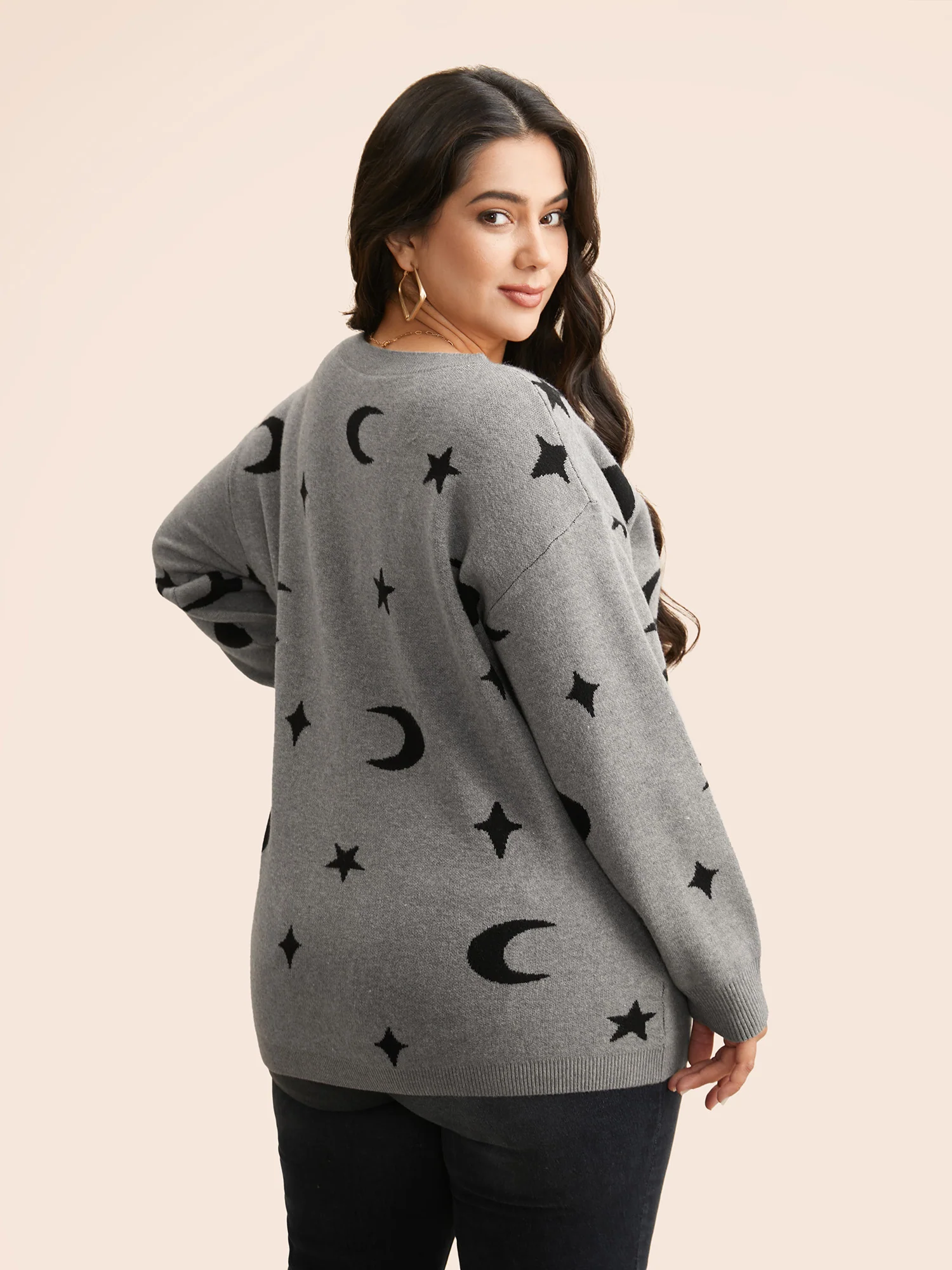 Supersoft Essentials Celestial Jacquard V-Neck Pullover - Image 2