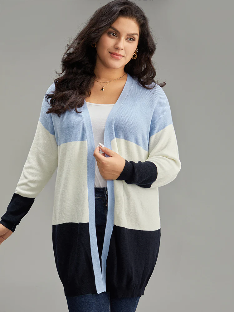 Supersoft Essentials Colorblock Contrast Open Front Cardigan - Image 3
