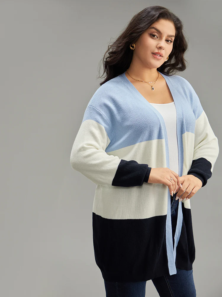 Supersoft Essentials Colorblock Contrast Open Front Cardigan - Image 4