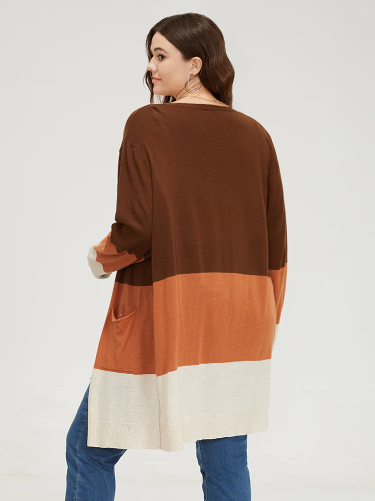 Supersoft Essentials Colorblock Contrast Pocket Open Front Cardigan - Image 2
