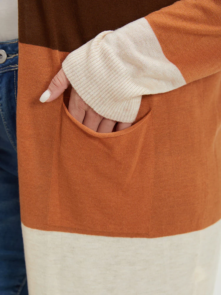 Supersoft Essentials Colorblock Contrast Pocket Open Front Cardigan - Image 6