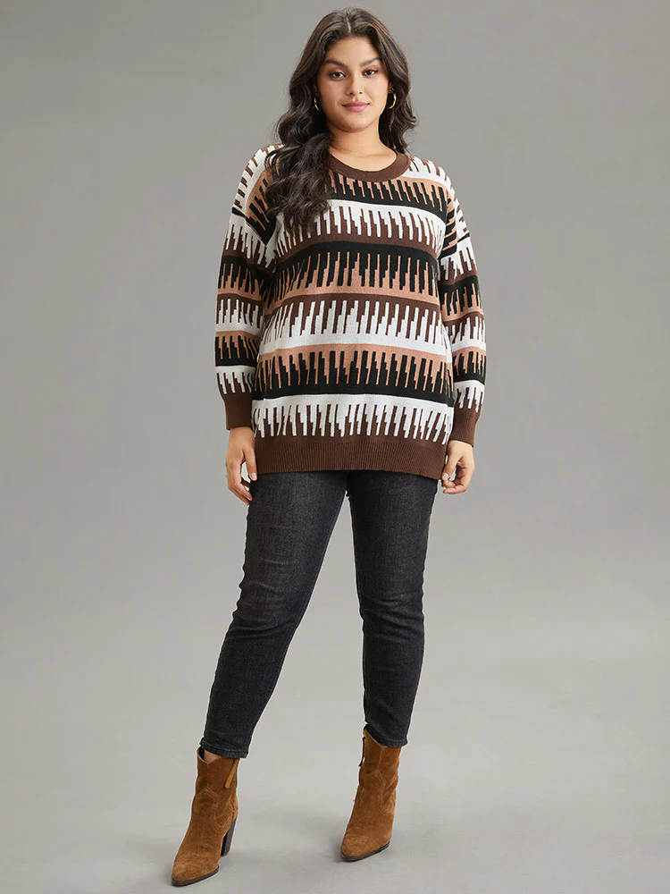 Supersoft Essentials Colorblock Geo Elastic Cuffs Pullover - Image 4