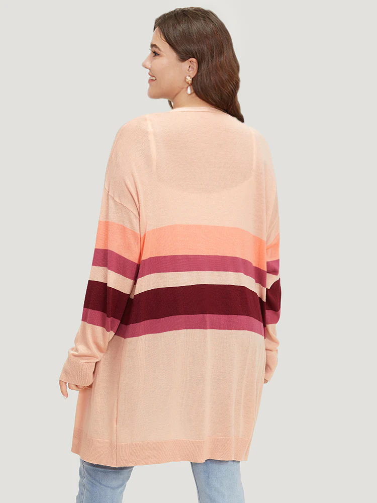 Supersoft Essentials Colorblock Open Front Tunic Pocket Cardigan - Image 2